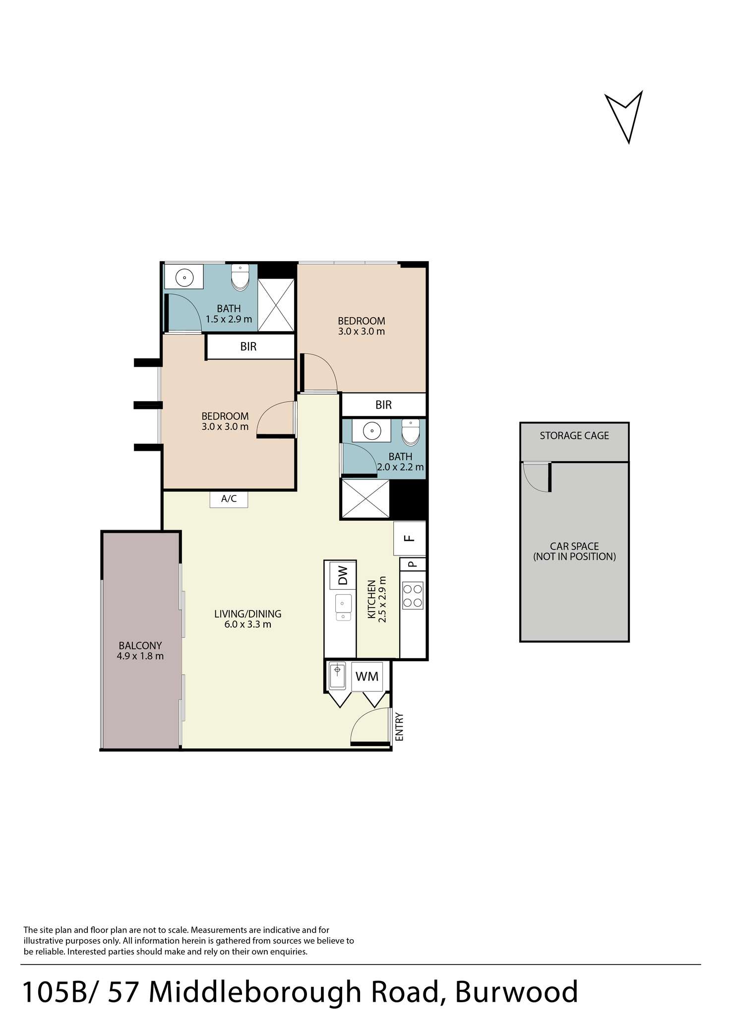 Floorplan of Homely apartment listing, 105b/57 Middleborough Road, Burwood VIC 3125