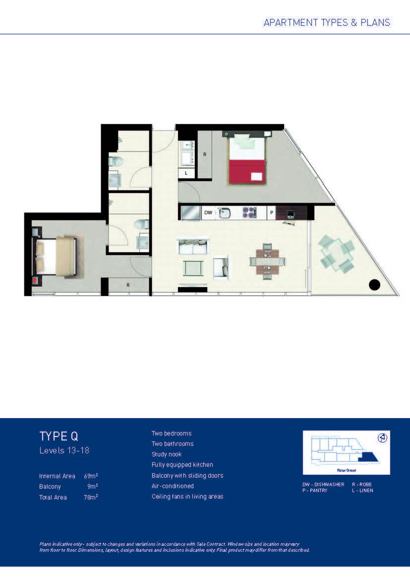 Floorplan of Homely apartment listing, 1406/348 Water Street, Fortitude Valley QLD 4006