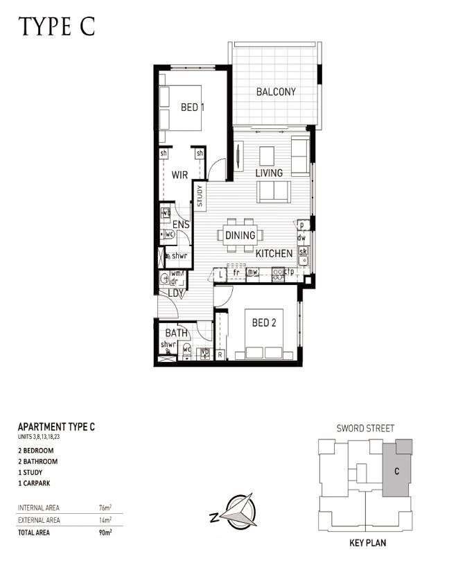 Floorplan of Homely apartment listing, 8/33 Sword Street, Woolloongabba QLD 4102