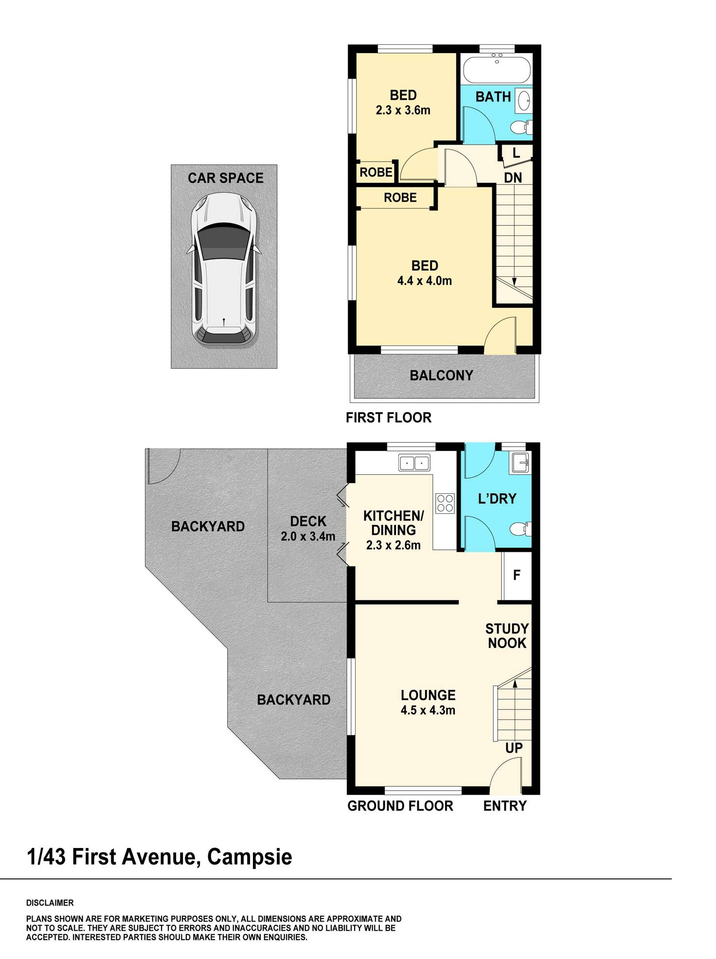 Floorplan of Homely townhouse listing, 1/43 First Avenue, Campsie NSW 2194