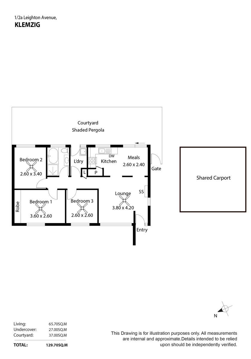 Floorplan of Homely unit listing, 1/2A Leighton Avenue, Klemzig SA 5087