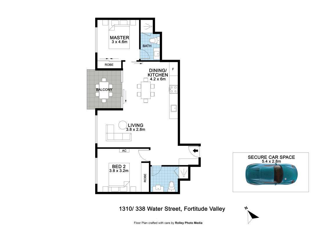 Floorplan of Homely apartment listing, 1310/338 Water Street, Fortitude Valley QLD 4006