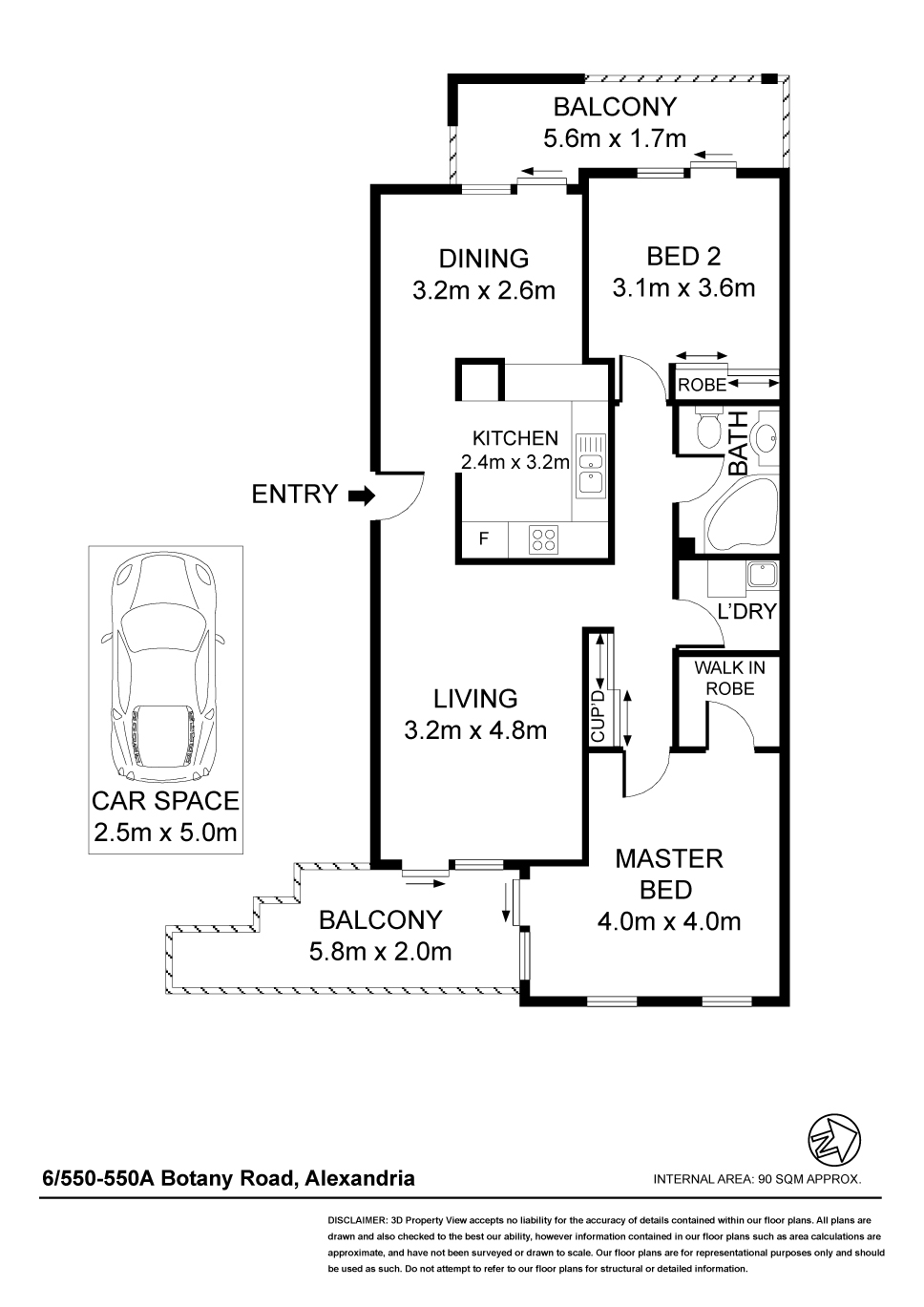 Floorplan of Homely unit listing, 6/550 BOTANY ROAD, Alexandria NSW 2015