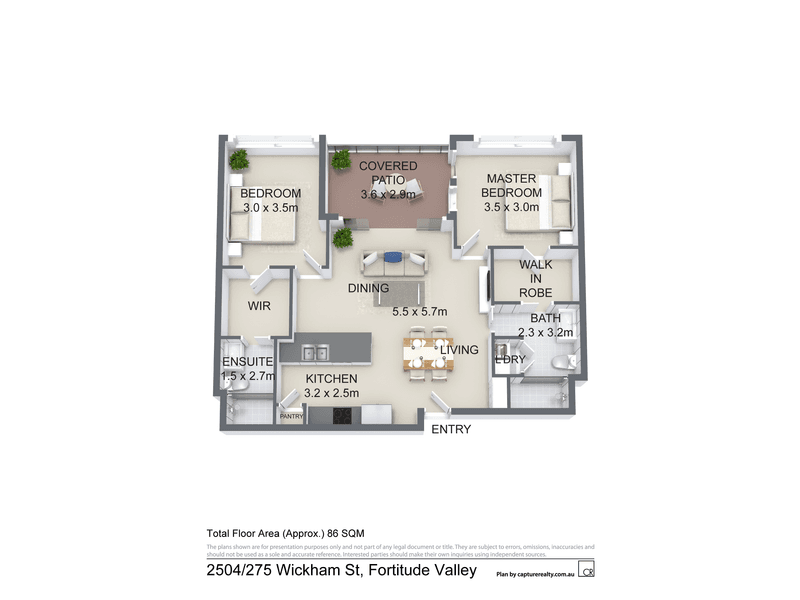 Floorplan of Homely apartment listing, 2504/275 Wickham Street, Fortitude Valley QLD 4006