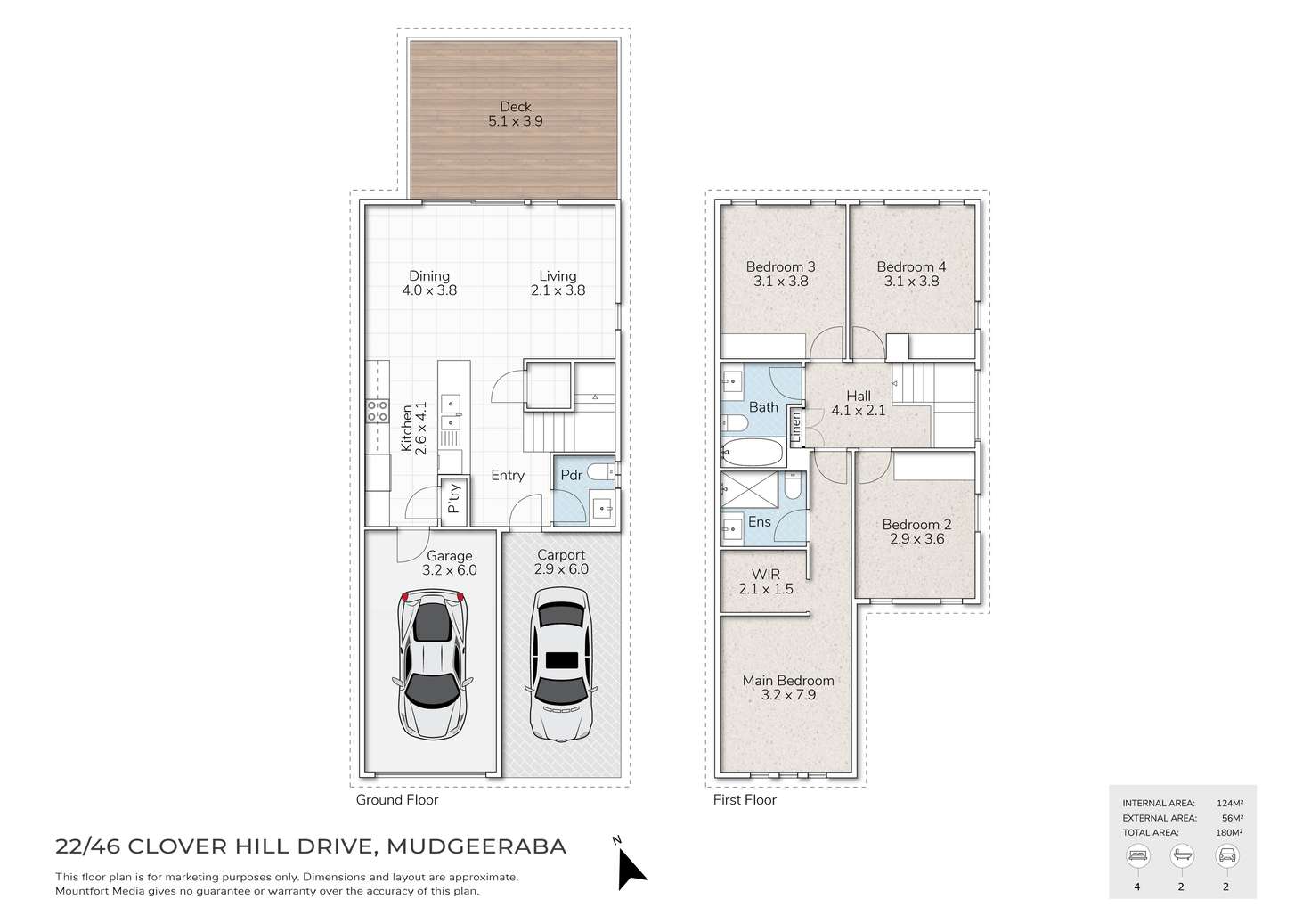 Floorplan of Homely townhouse listing, 22/46 CLOVER HILL DRIVE, Mudgeeraba QLD 4213