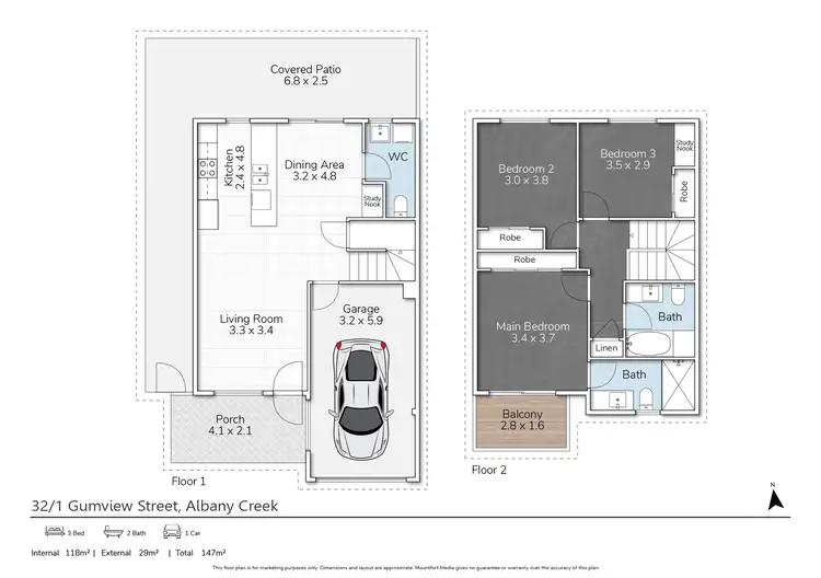 Floorplan of Homely townhouse listing, 32/1 Gumview Street, Albany Creek QLD 4035