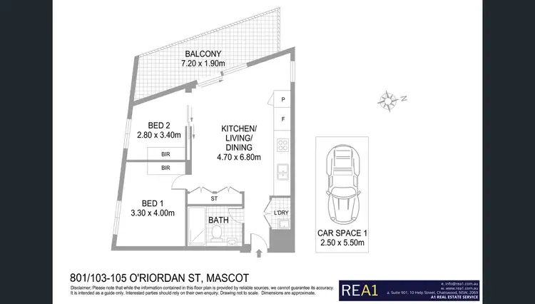 Floorplan of Homely apartment listing, 801/103-105 O'Riordan Street, Mascot NSW 2020