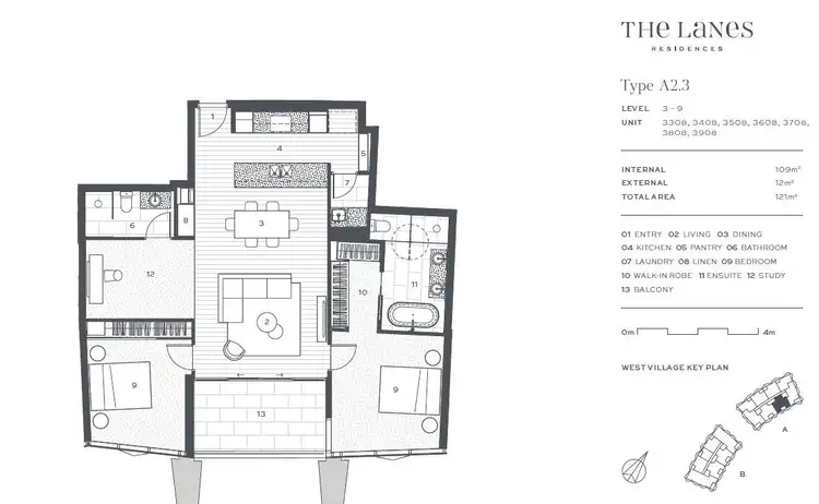 Floorplan of Homely apartment listing, 3708/24 The Lanes Boulevard, Mermaid Waters QLD 4218