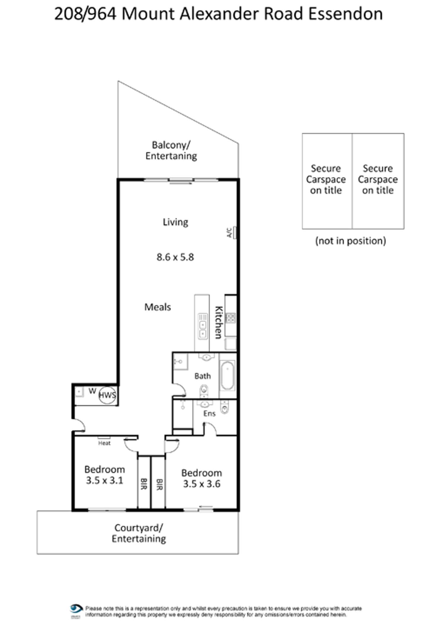 Floorplan of Homely apartment listing, 208/964 Mount Alexander Road, Essendon VIC 3040