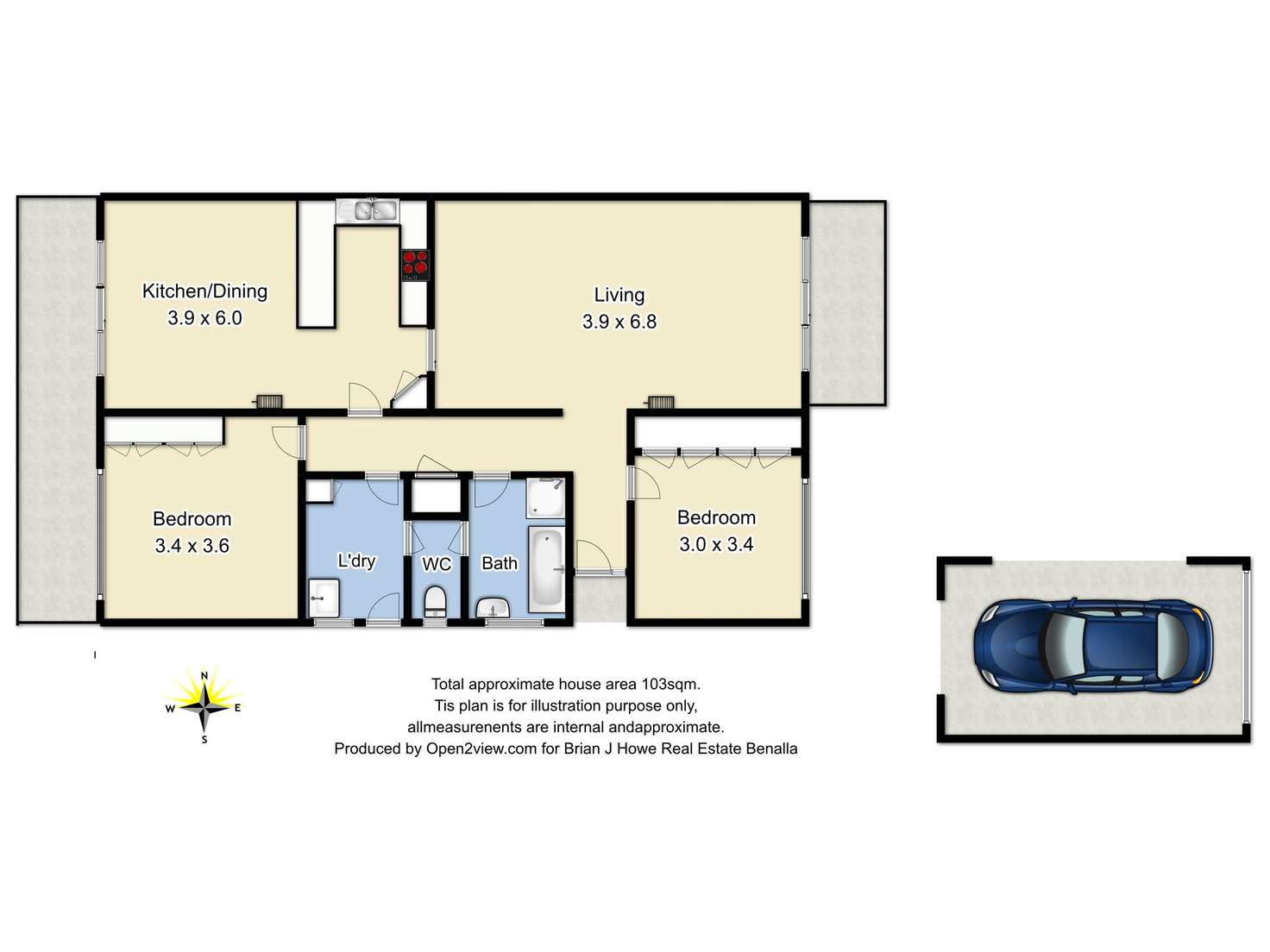 Floorplan of Homely townhouse listing, 8A Hiscock Court, Benalla VIC 3672