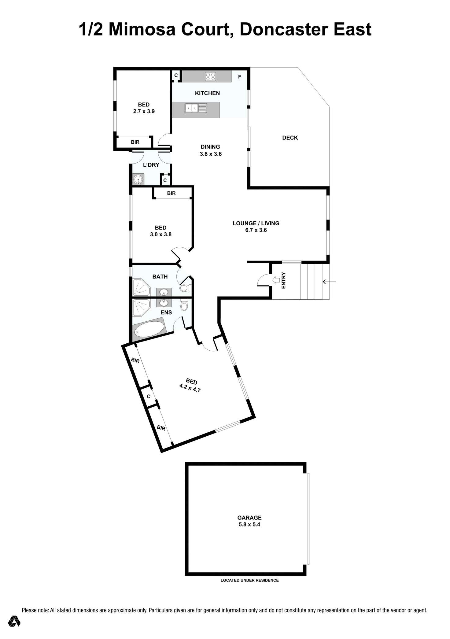 Floorplan of Homely townhouse listing, 1/2 Mimosa Court, Doncaster East VIC 3109