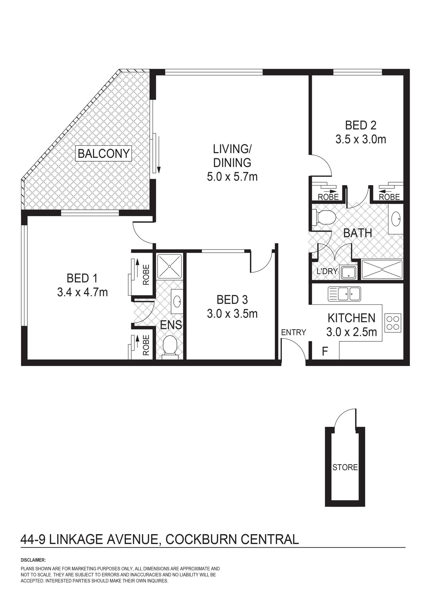 Floorplan of Homely apartment listing, 44/9 Linkage Avenue, Cockburn Central WA 6164