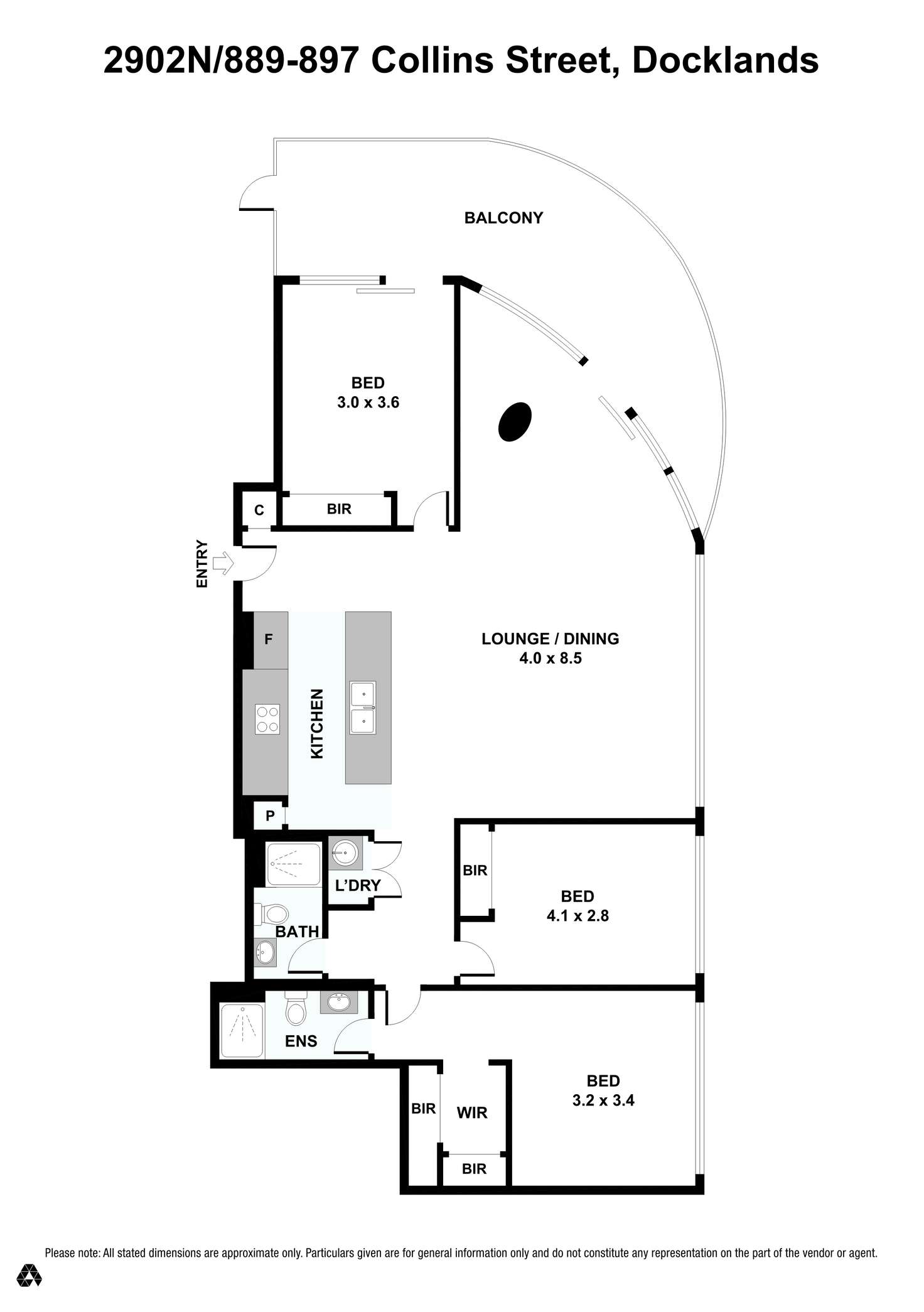 Floorplan of Homely apartment listing, 2902N/889-897 Collins Street, Docklands VIC 3008