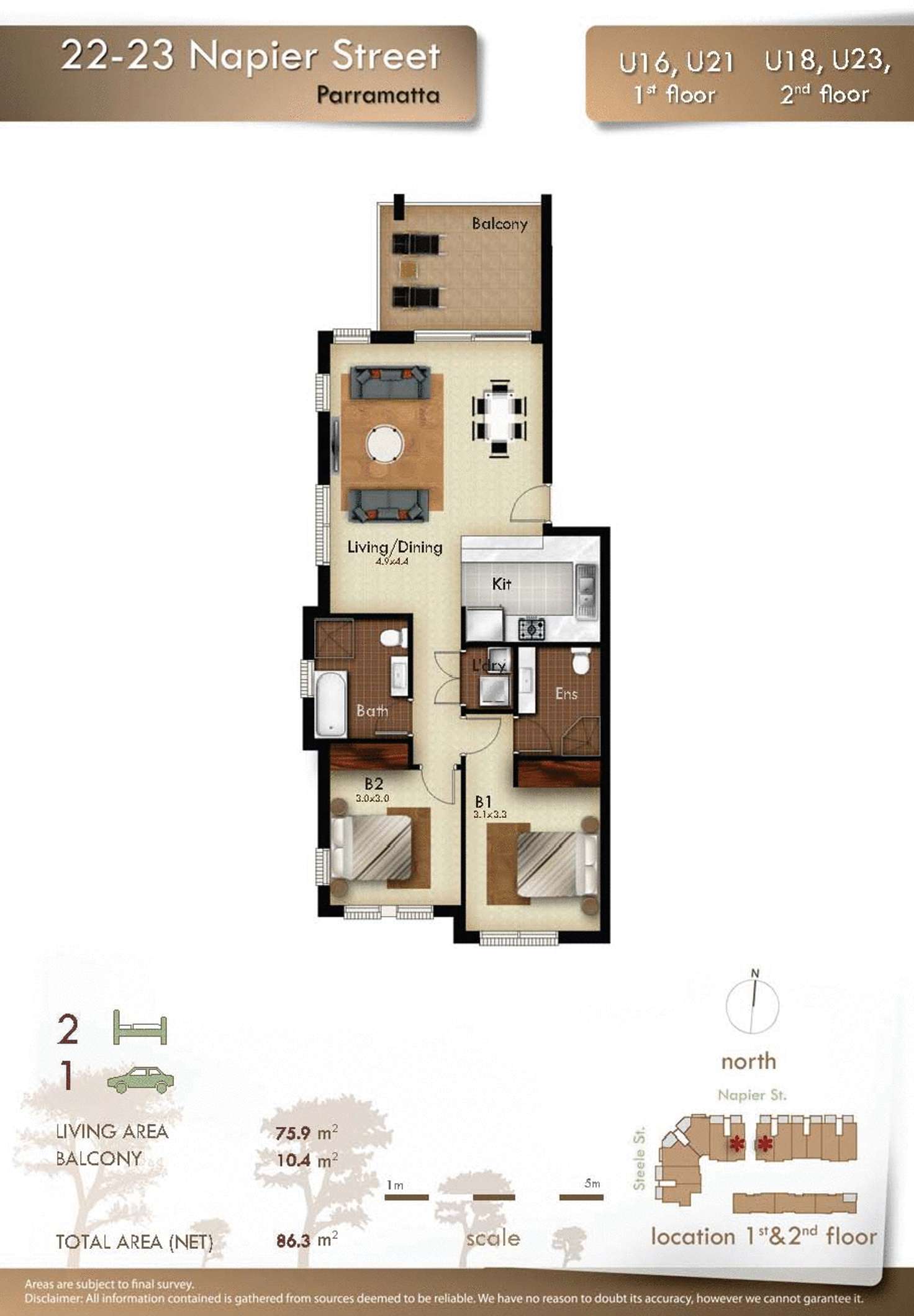Floorplan of Homely apartment listing, 16/23-33 Napier Street, Parramatta NSW 2150