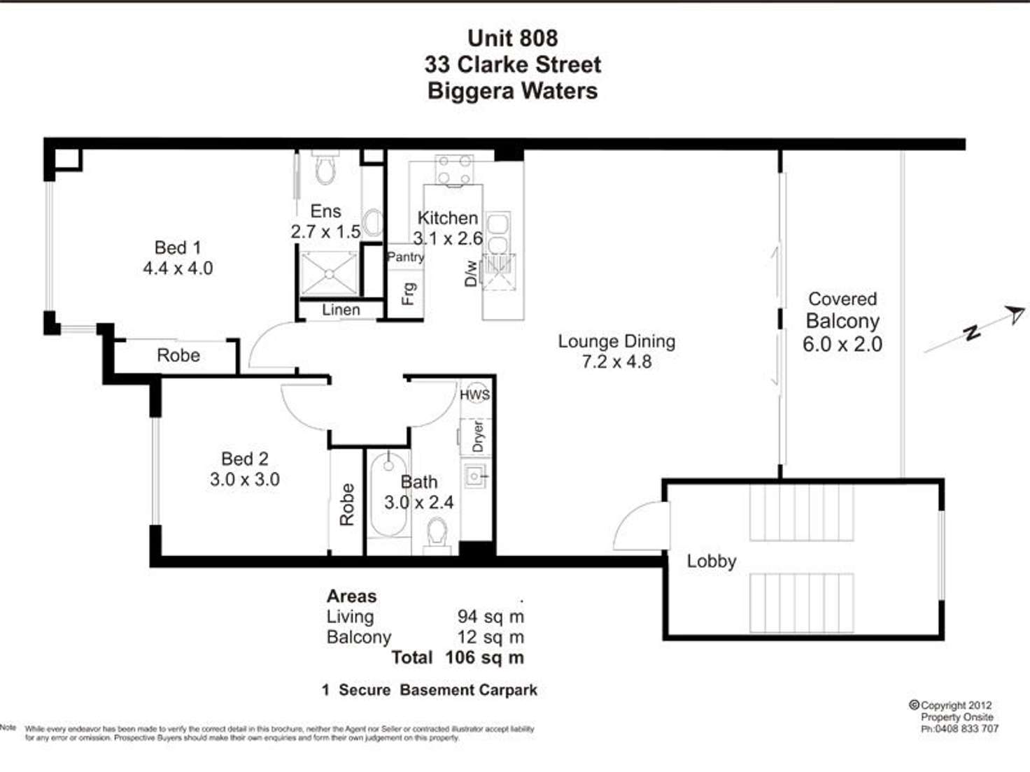 Floorplan of Homely unit listing, 808/33 Clark Street, Biggera Waters QLD 4216