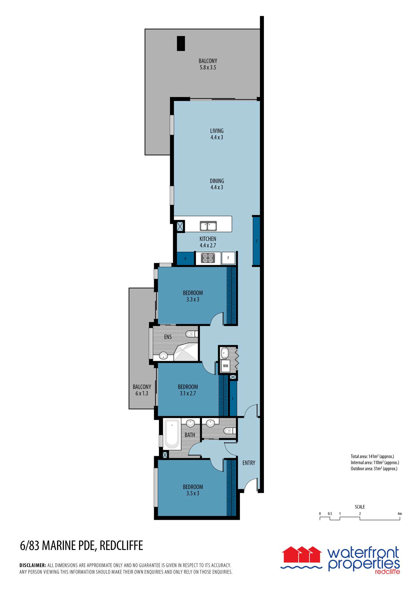 Floorplan of Homely unit listing, 6/83 MARINE PARADE, Redcliffe QLD 4020