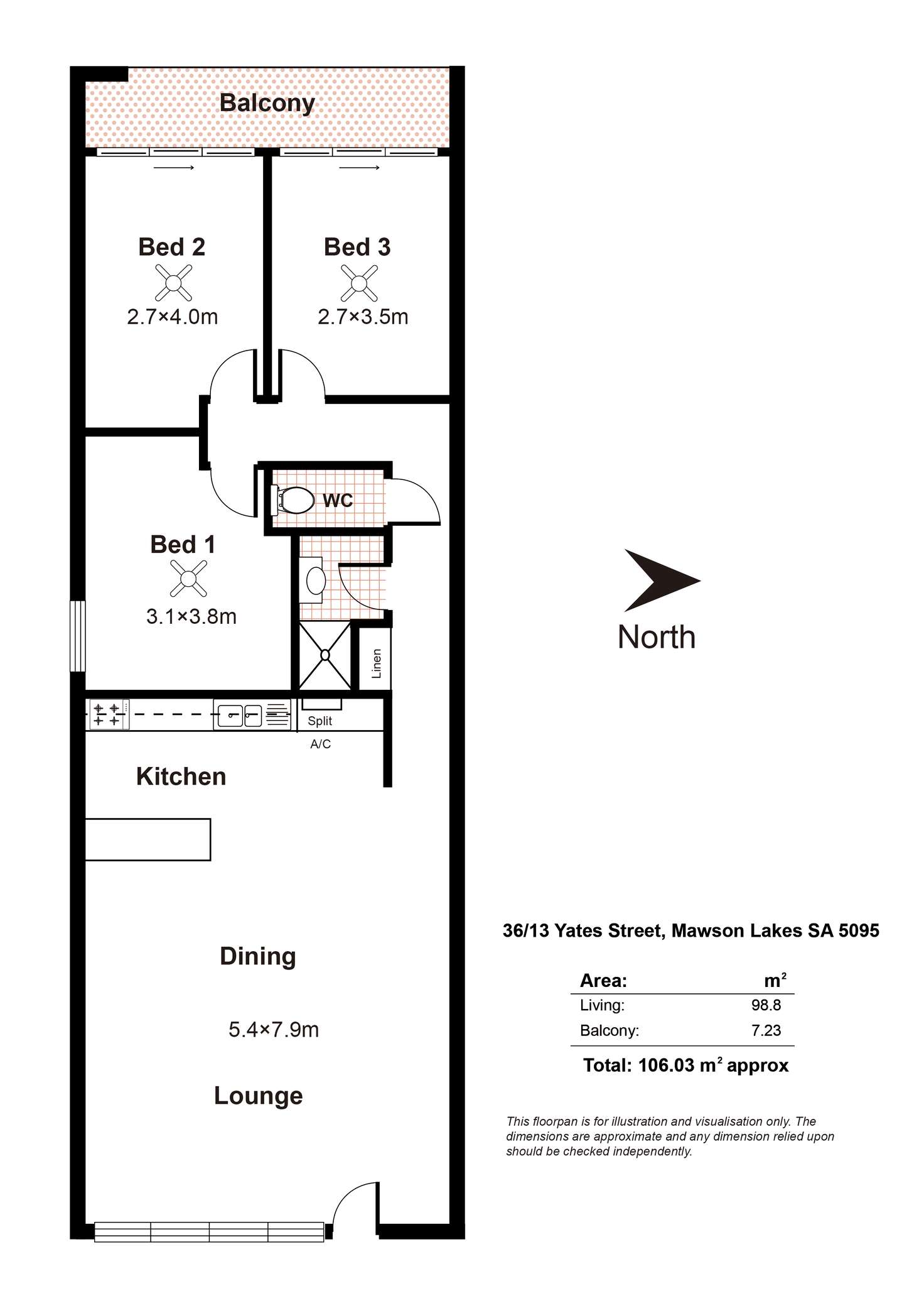 Floorplan of Homely apartment listing, 36/13 Yates Street, Mawson Lakes SA 5095