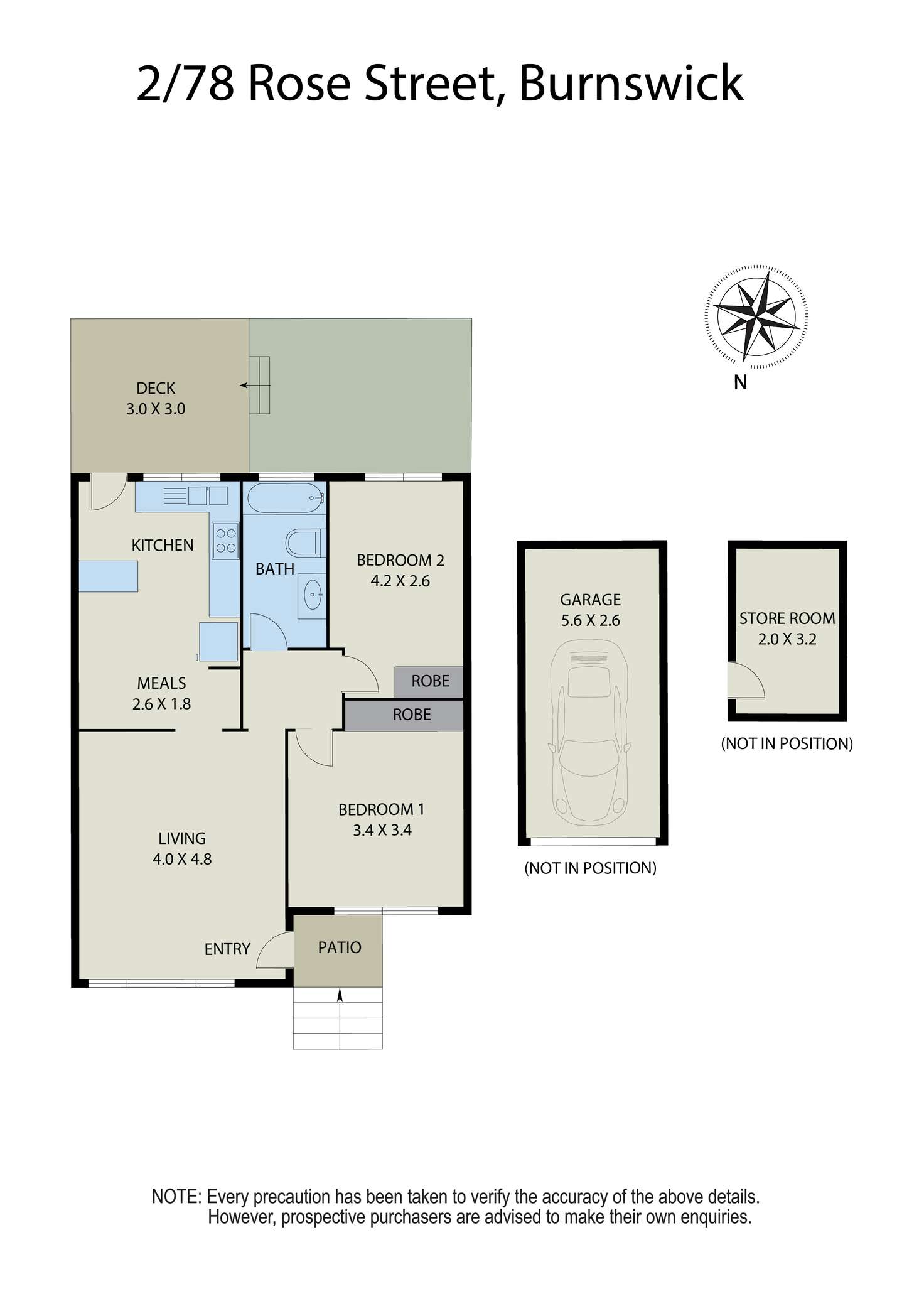 Floorplan of Homely unit listing, 2/78 Rose St, Brunswick VIC 3056