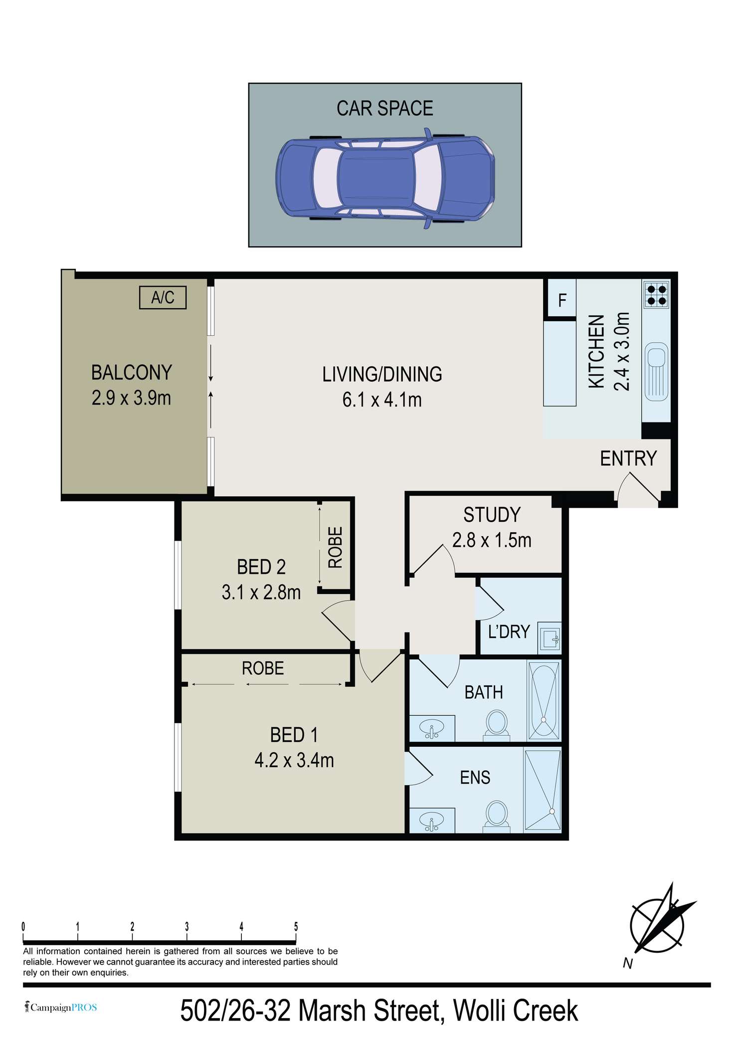 Floorplan of Homely apartment listing, 502/26 Marsh Street, Wolli Creek NSW 2205