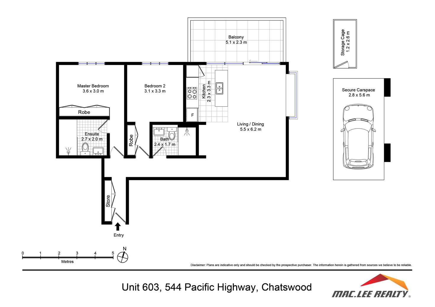 Floorplan of Homely apartment listing, 603/544 Pacific Highway, Chatswood NSW 2067