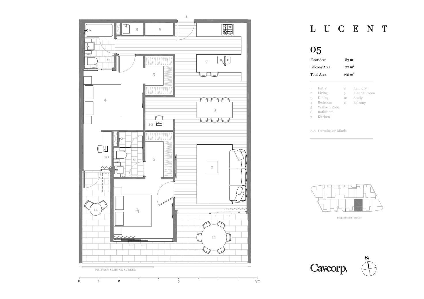 Floorplan of Homely apartment listing, 405/18 Longland Street, Newstead QLD 4006