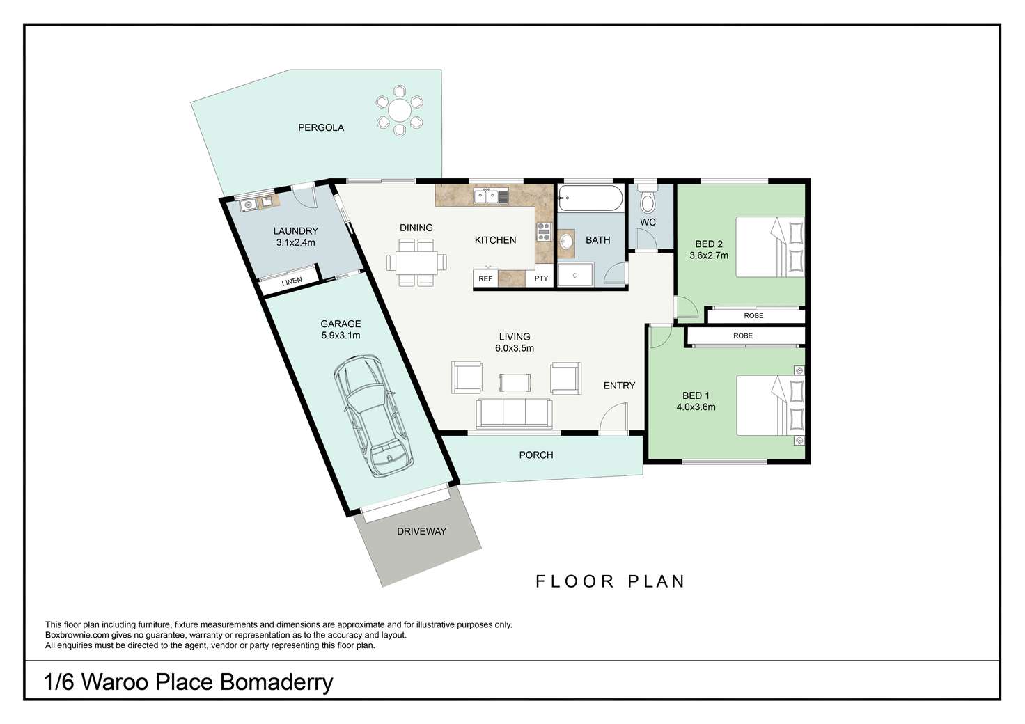 Floorplan of Homely unit listing, 1/6 Waroo Place, Bomaderry NSW 2541