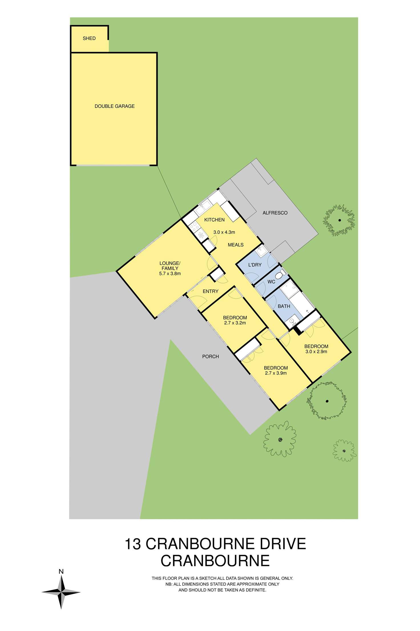 Floorplan of Homely house listing, 13 CRANBOURNE DRIVE, Cranbourne VIC 3977