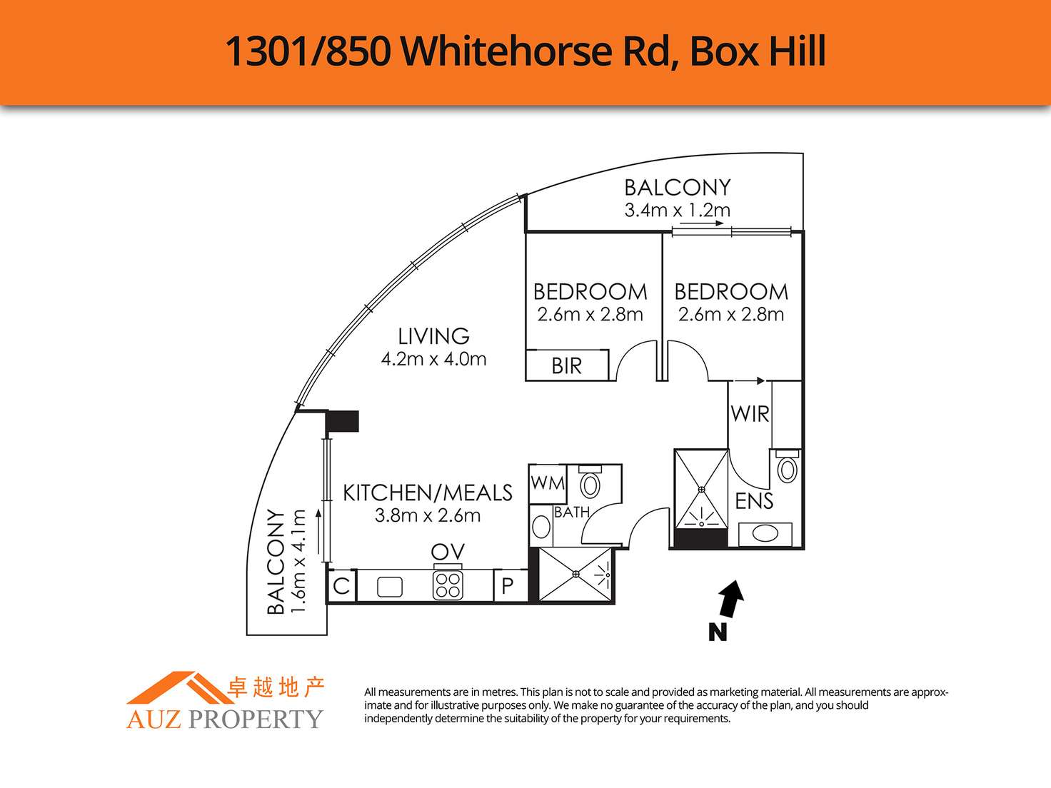 Floorplan of Homely apartment listing, 1301/850 Whitehorse Road, Box Hill VIC 3128