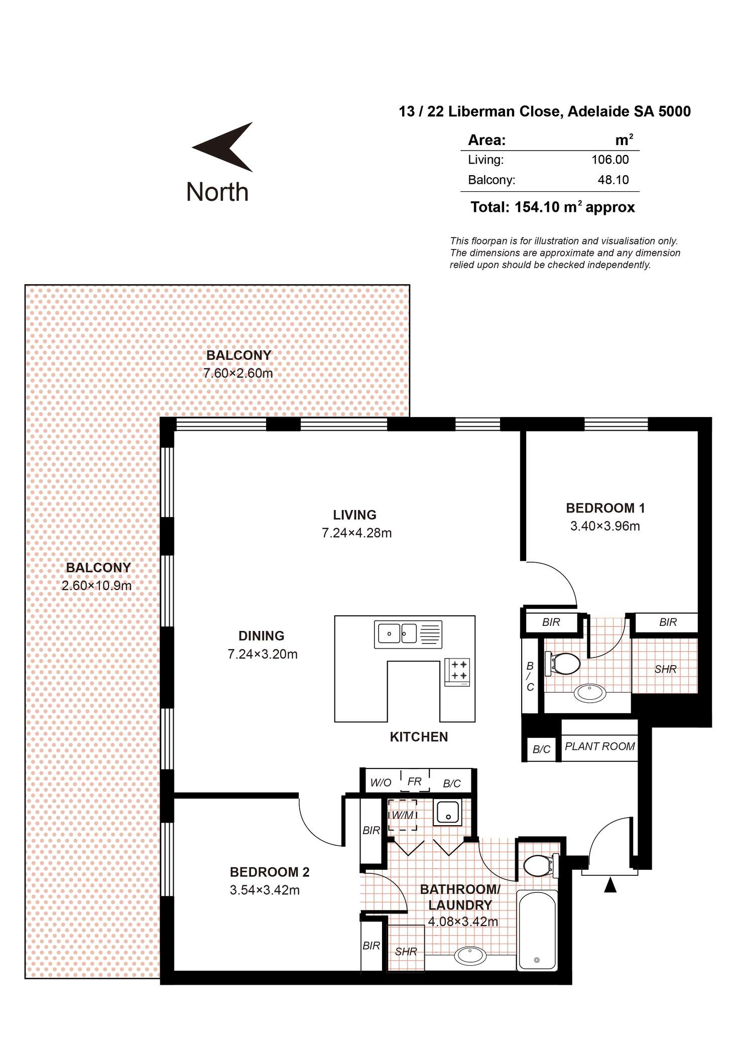 Floorplan of Homely apartment listing, 13/22 Liberman Close, Adelaide SA 5000