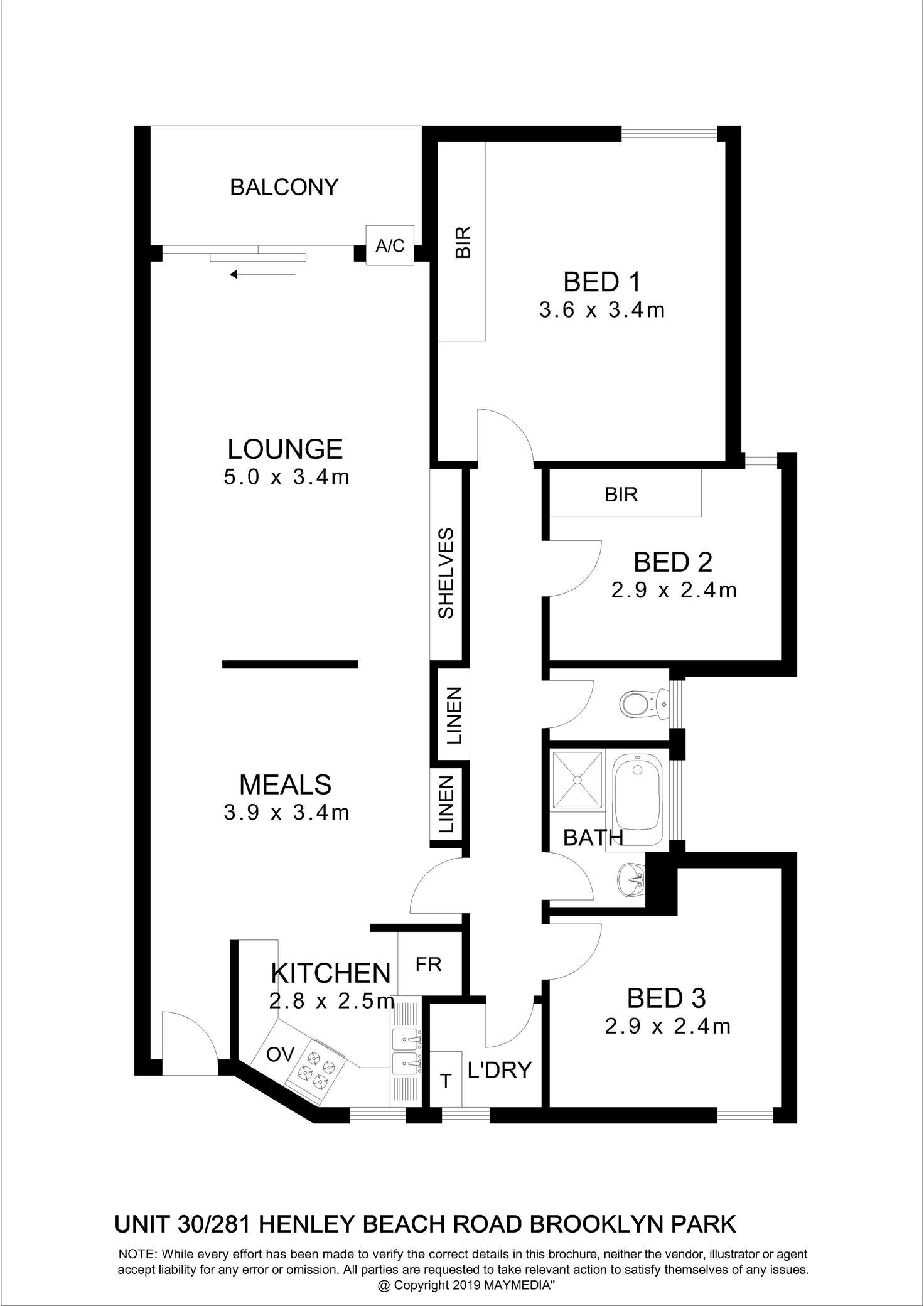 Floorplan of Homely apartment listing, 30/281 HENLEY BEACH ROAD, Brooklyn Park SA 5032