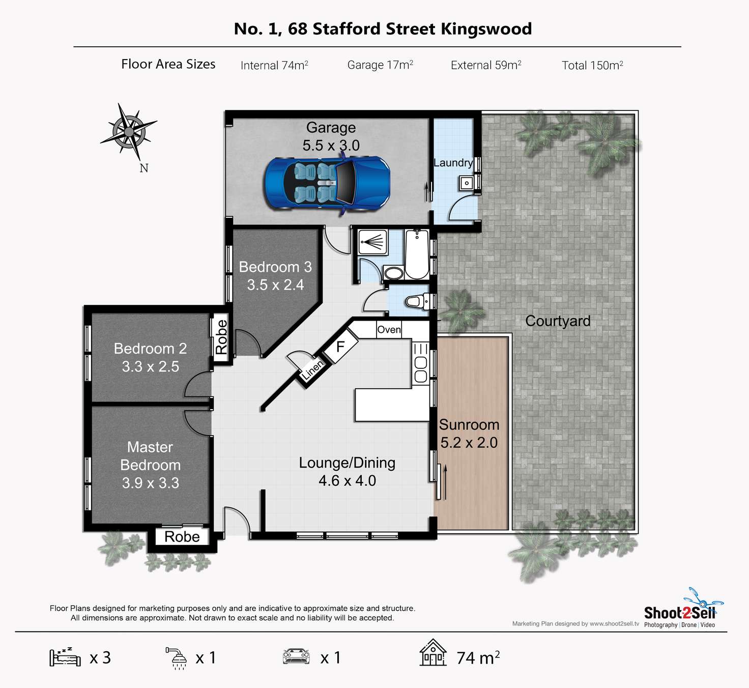 Floorplan of Homely villa listing, 1/68 Stafford Street, Kingswood NSW 2747