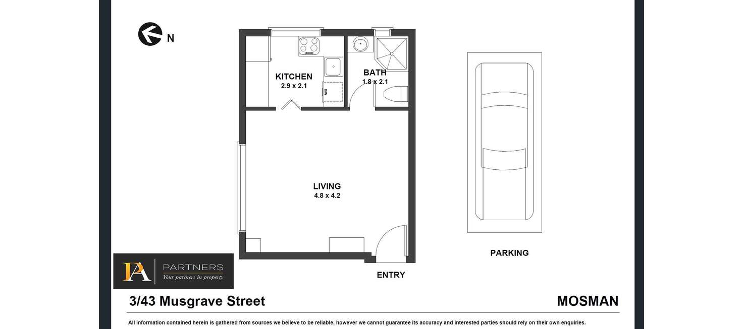 Floorplan of Homely studio listing, 3/43 Musgrave Street, Mosman NSW 2088