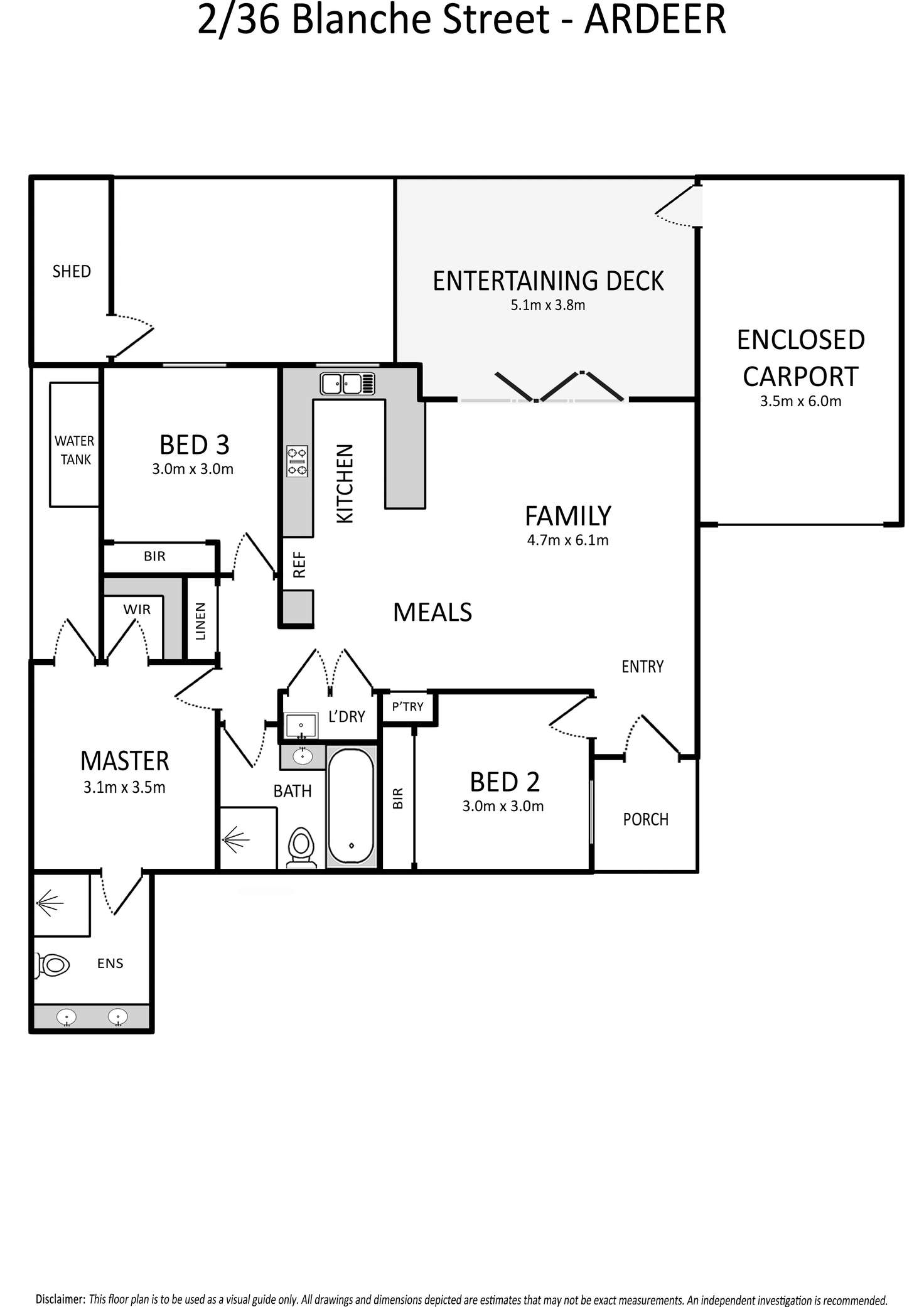 Floorplan of Homely unit listing, 2/36 Blanche Street, Ardeer VIC 3022