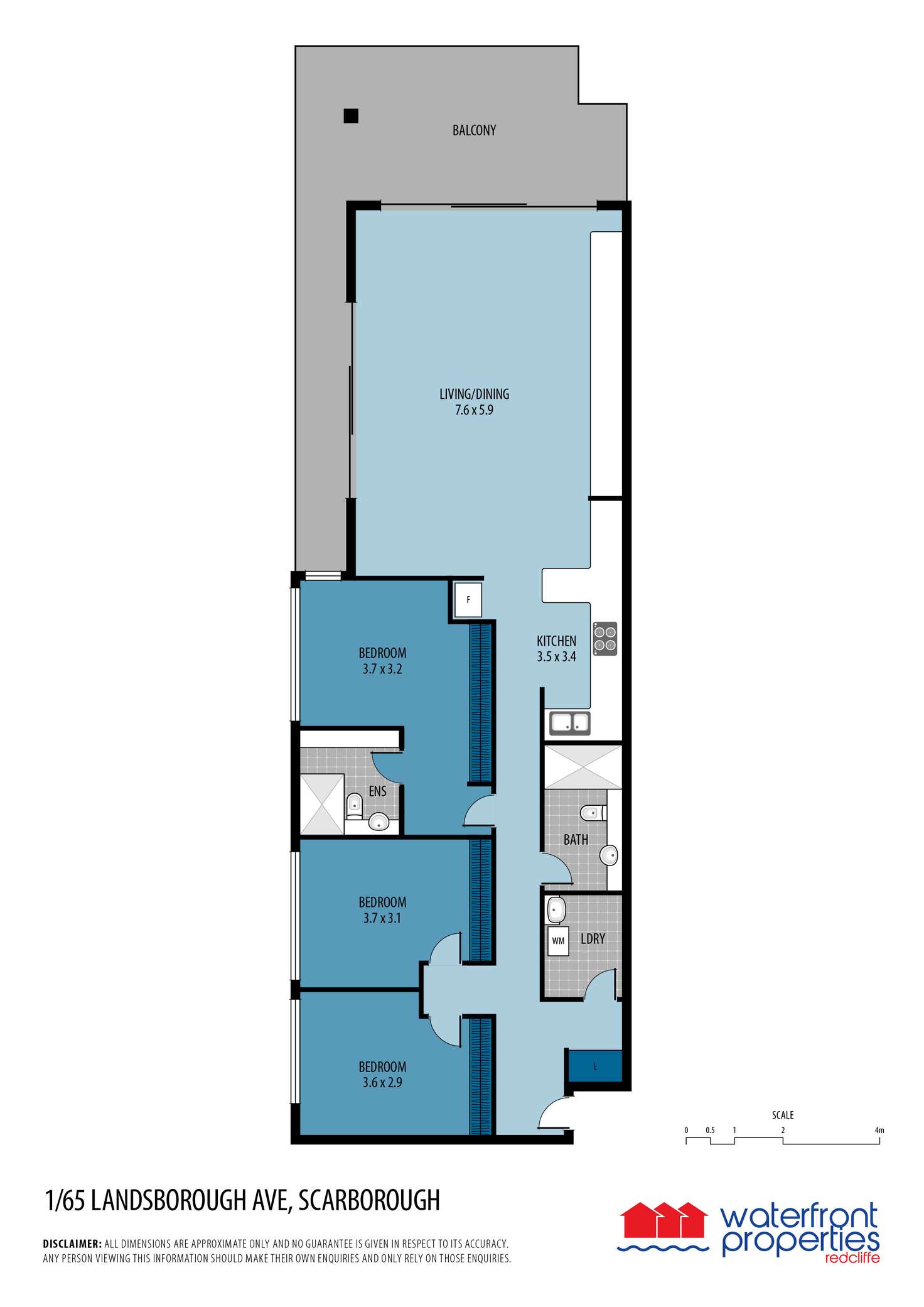 Floorplan of Homely unit listing, 1/65 Landsborough Avenue, Scarborough QLD 4020