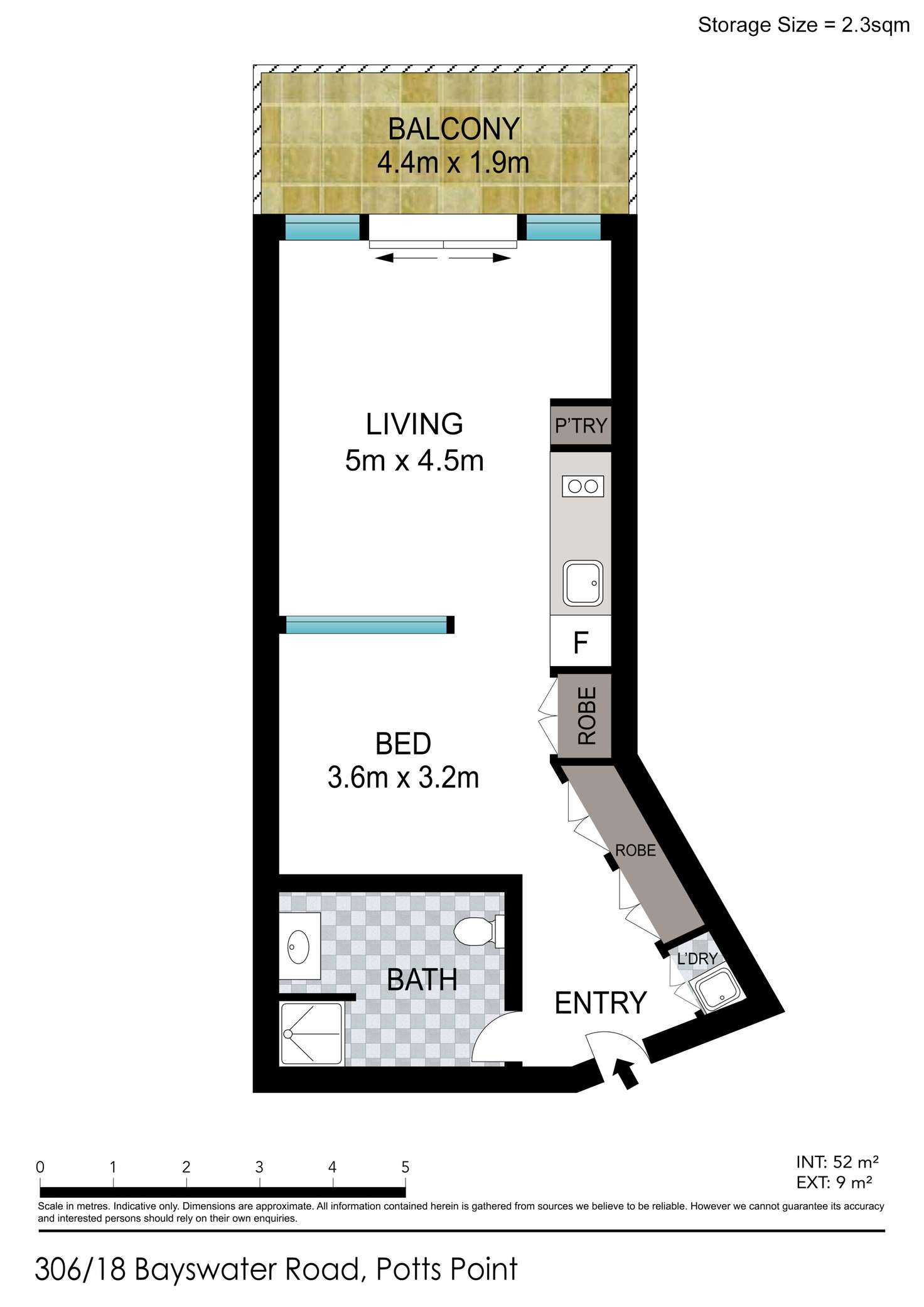 Floorplan of Homely apartment listing, Studio/18 Bayswater Road, Potts Point NSW 2011