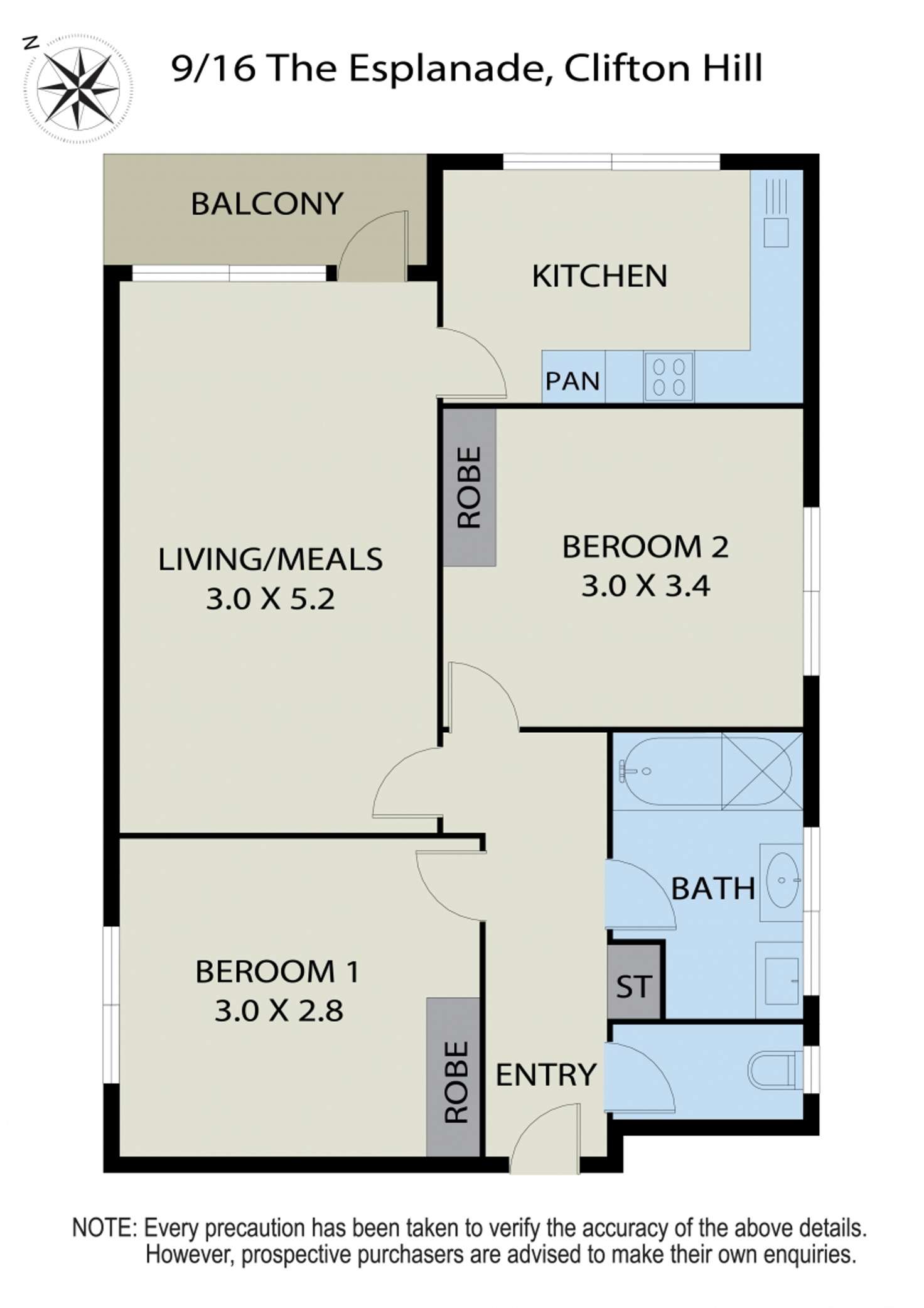 Floorplan of Homely apartment listing, 9/16 The Esplanade, Clifton Hill VIC 3068