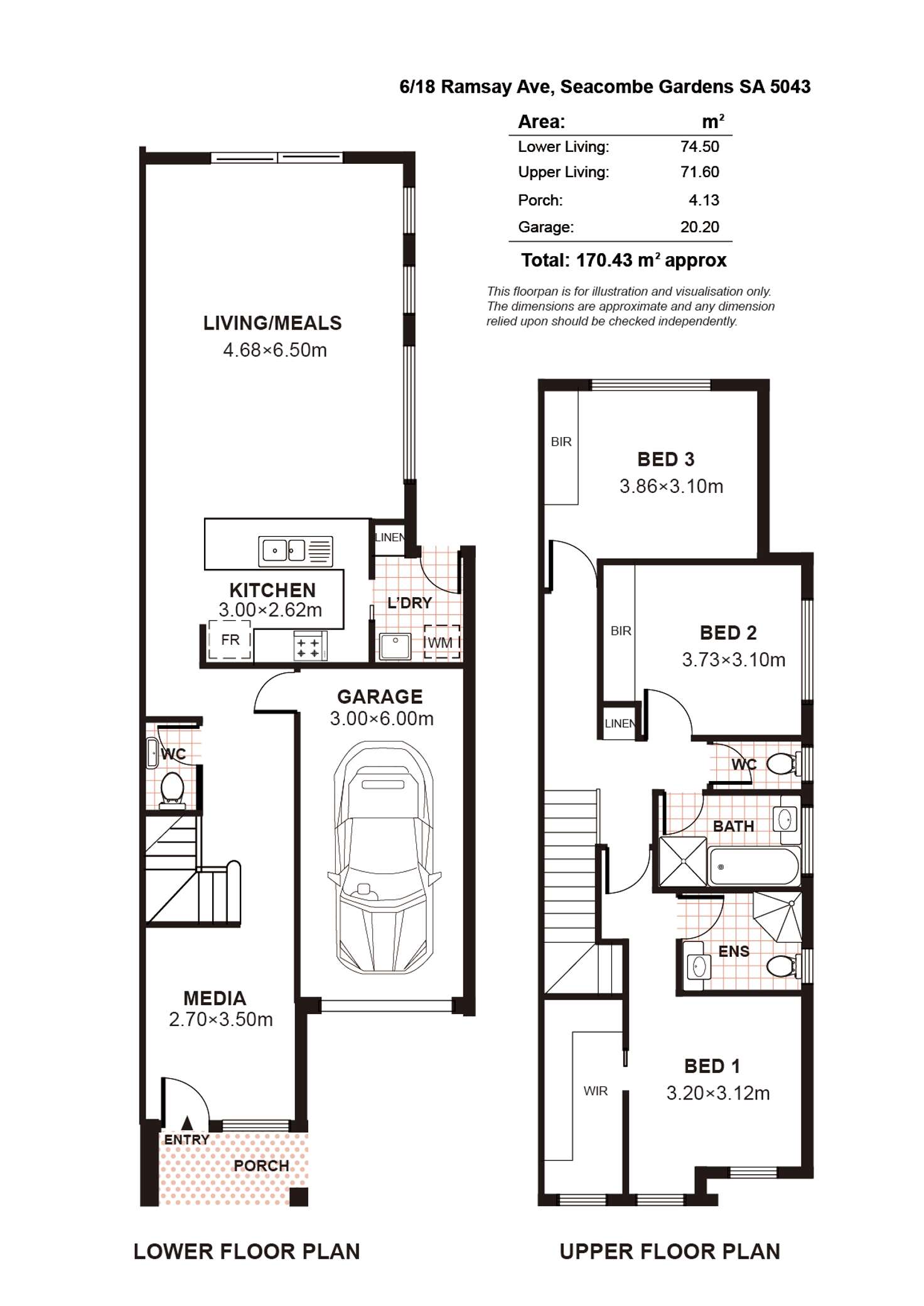 Floorplan of Homely townhouse listing, 4 Kurrajong Place, Seacombe Gardens SA 5047