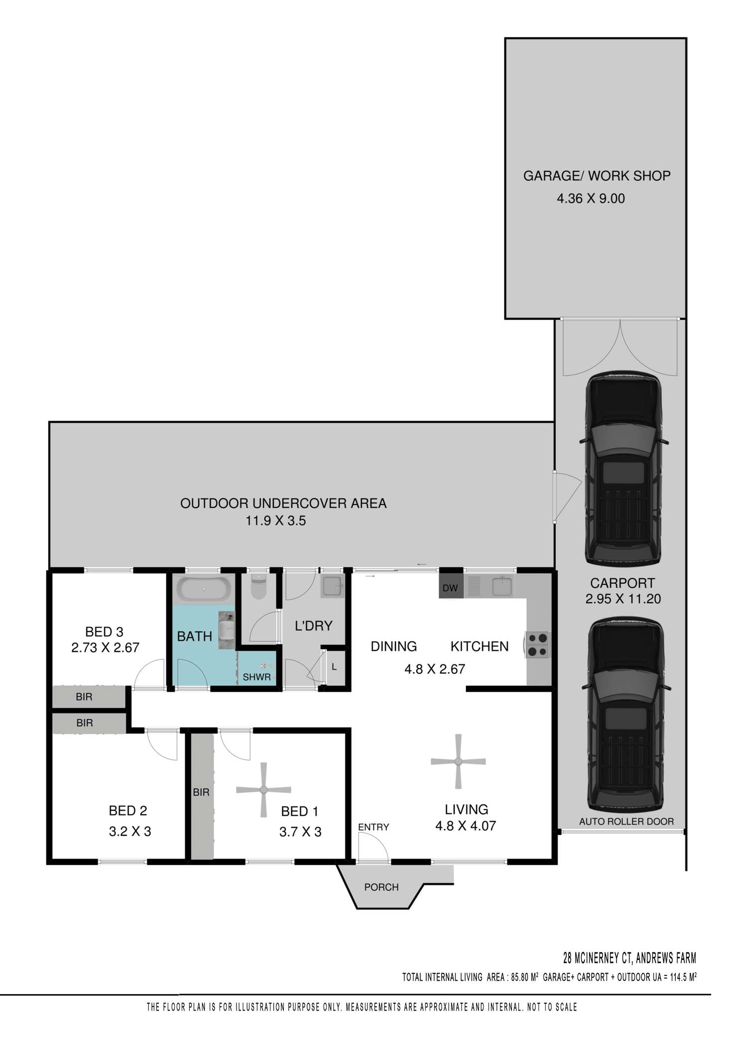 Floorplan of Homely house listing, 28 McInerney Court, Andrews Farm SA 5114