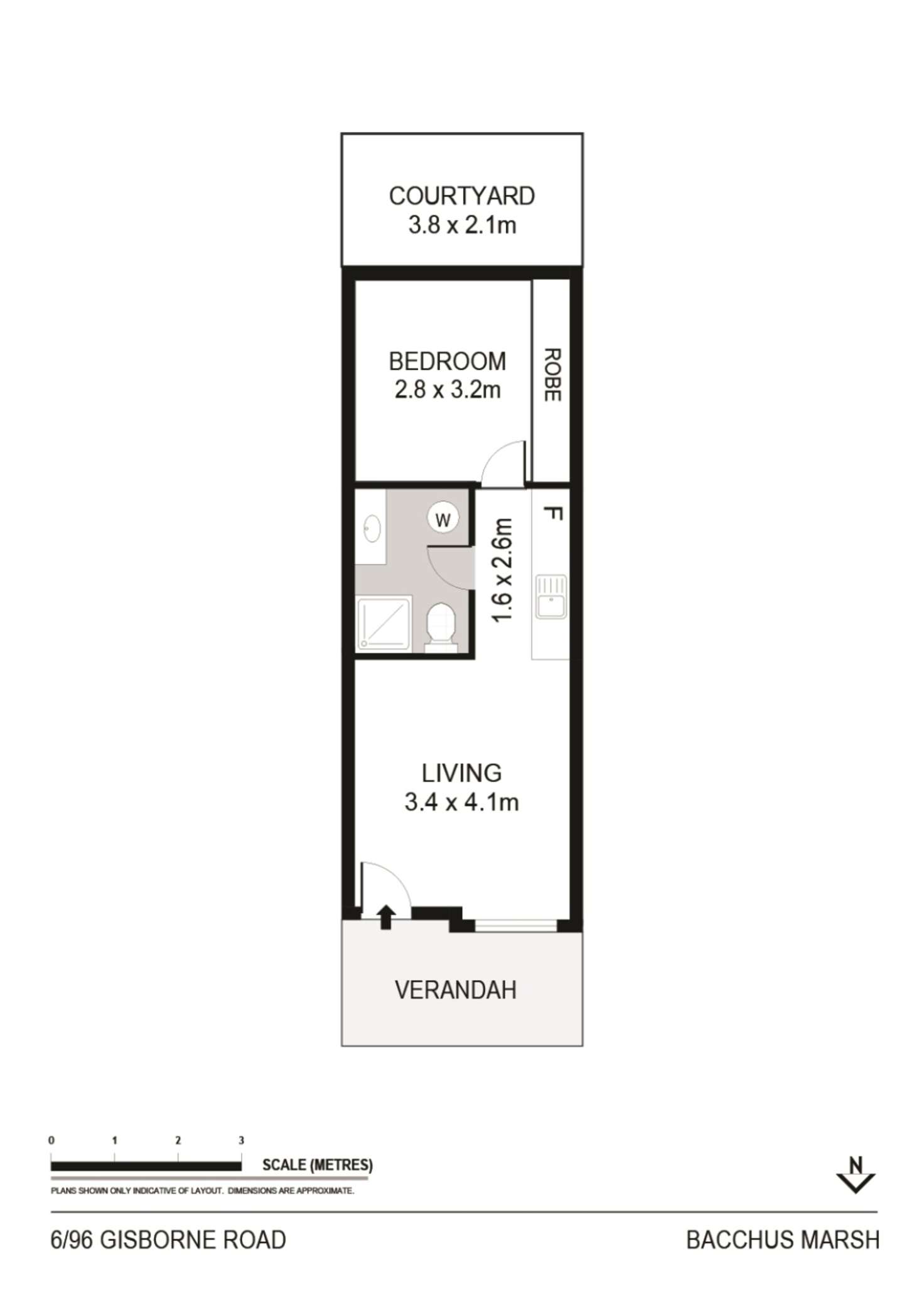 Floorplan of Homely unit listing, 6/96 Gisborne Road, Bacchus Marsh VIC 3340