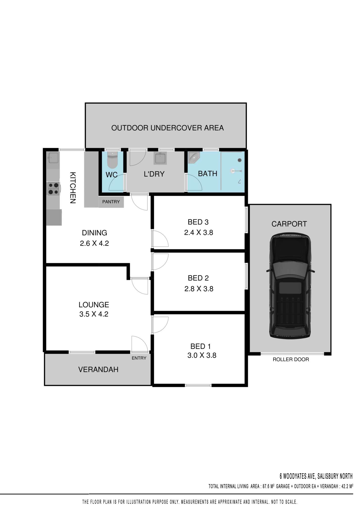 Floorplan of Homely semiDetached listing, 6 Woodyates Avenue, Salisbury North SA 5108