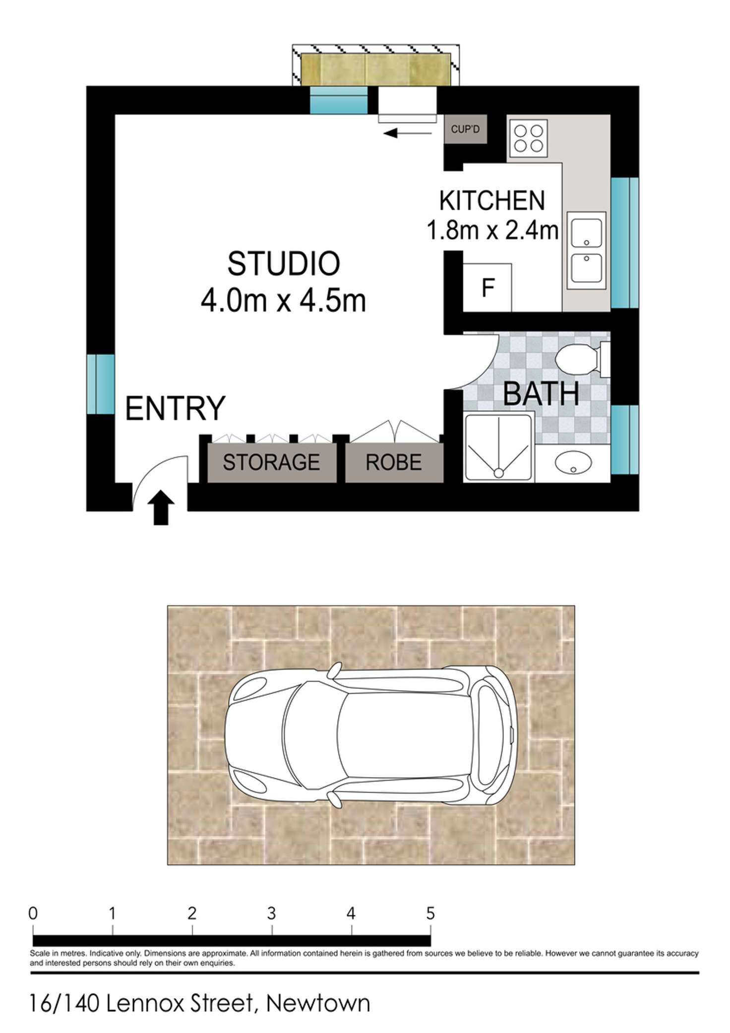 Floorplan of Homely studio listing, 16/140 Lennox Street, Newtown NSW 2042