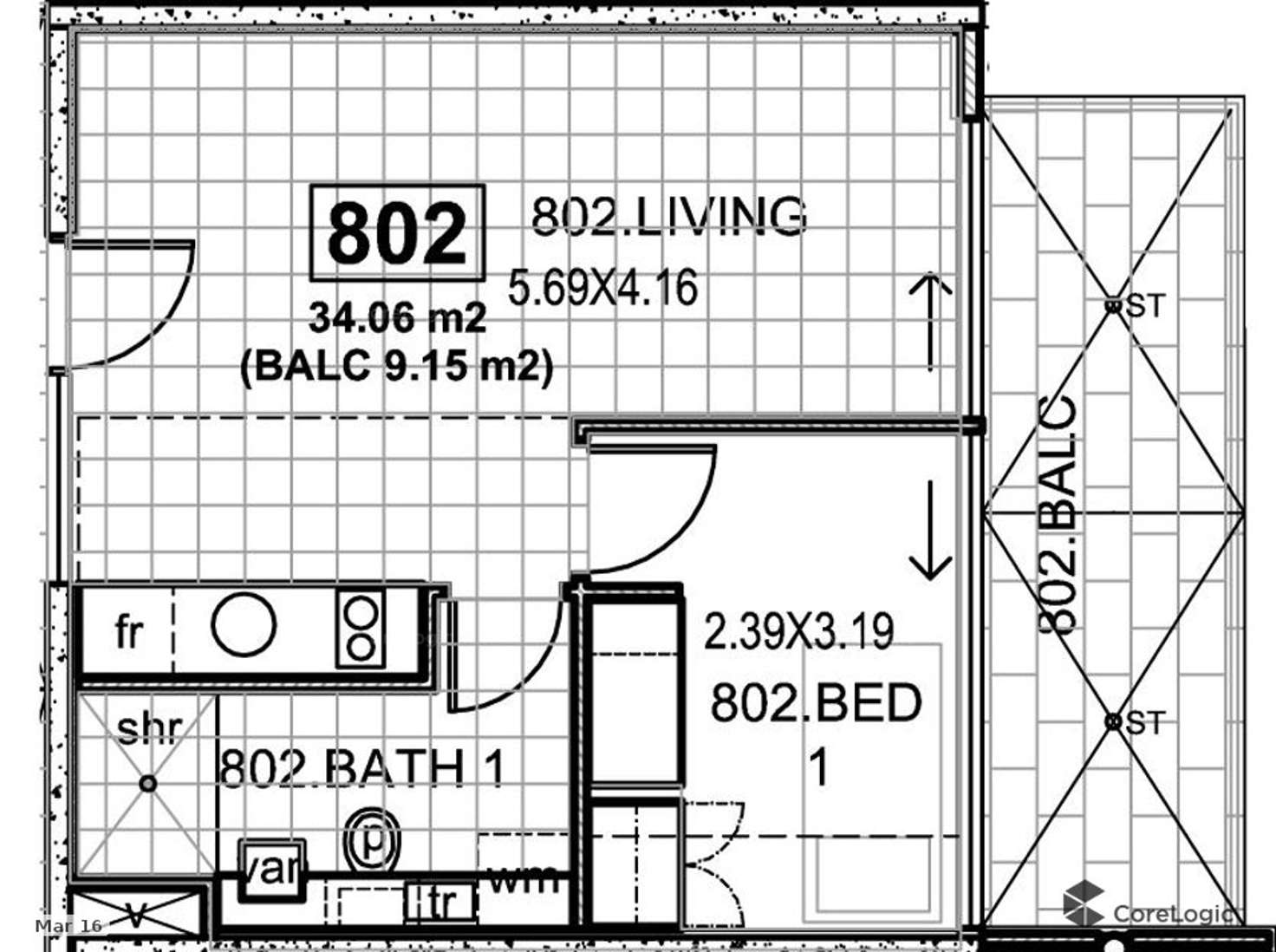 Floorplan of Homely apartment listing, 802/235-237 Pirie Street, Adelaide SA 5000