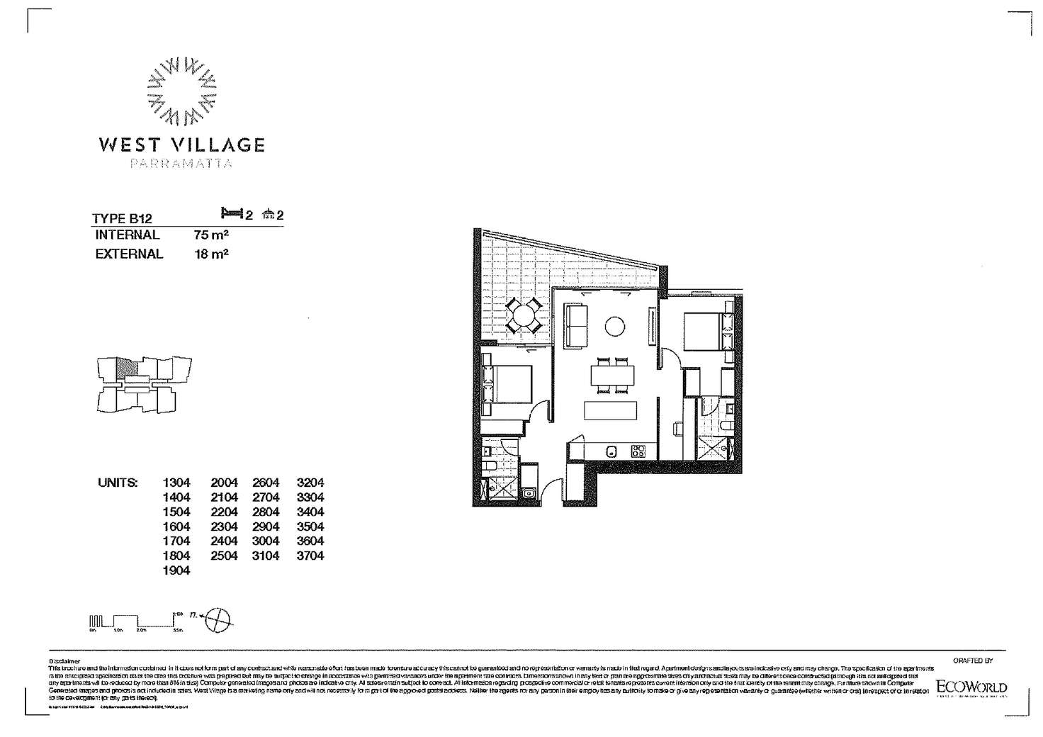 Floorplan of Homely apartment listing, 2604/88 Church Street, Parramatta NSW 2150