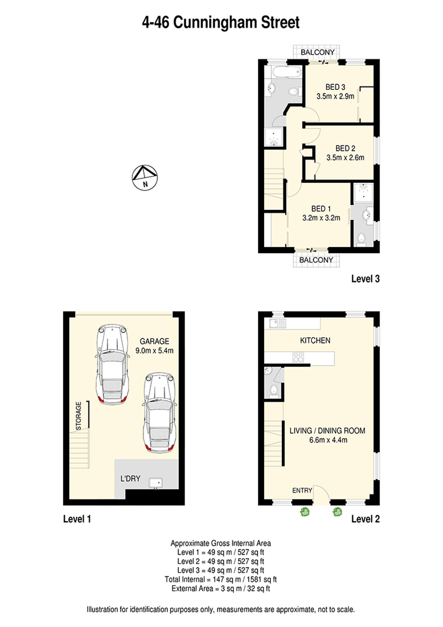 Floorplan of Homely townhouse listing, 4/46 Cunningham Street, Taringa QLD 4068