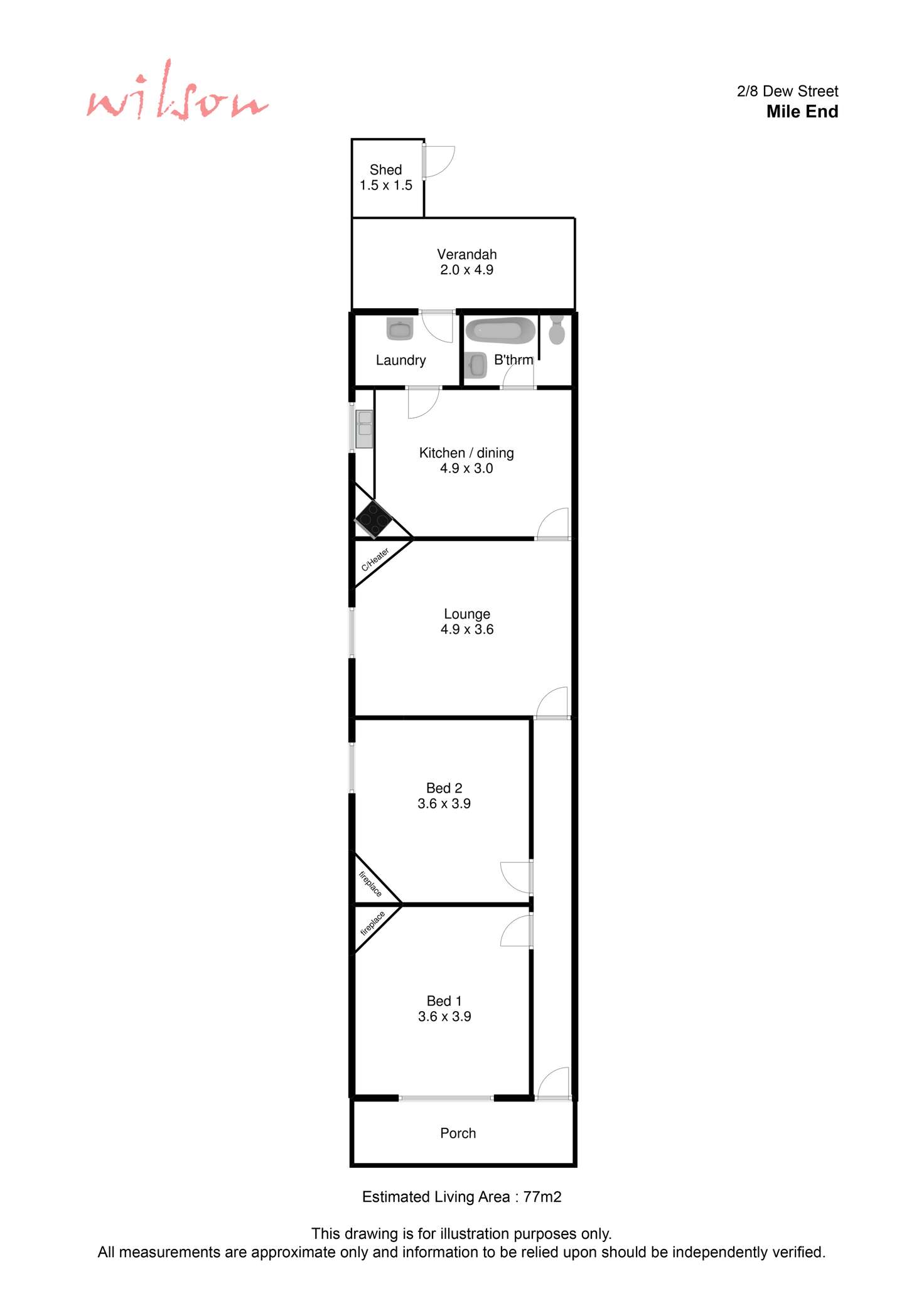 Floorplan of Homely semiDetached listing, 8A Dew Street, Mile End SA 5031