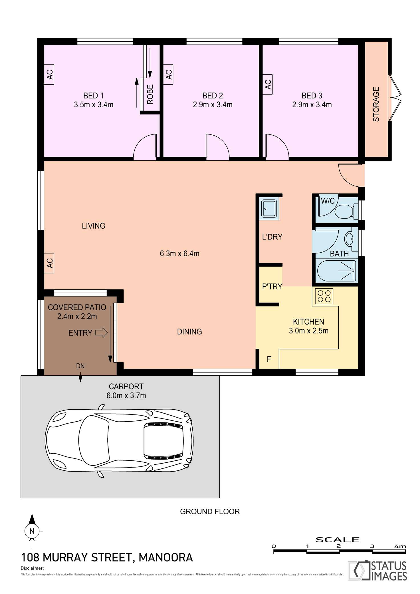 Floorplan of Homely house listing, 108 MURRAY STREET, Manoora QLD 4870