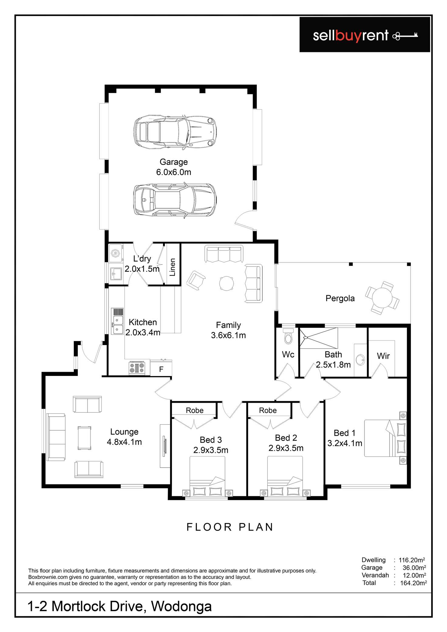 Floorplan of Homely house listing, 1/2 MORTLOCK DRIVE, Wodonga VIC 3690