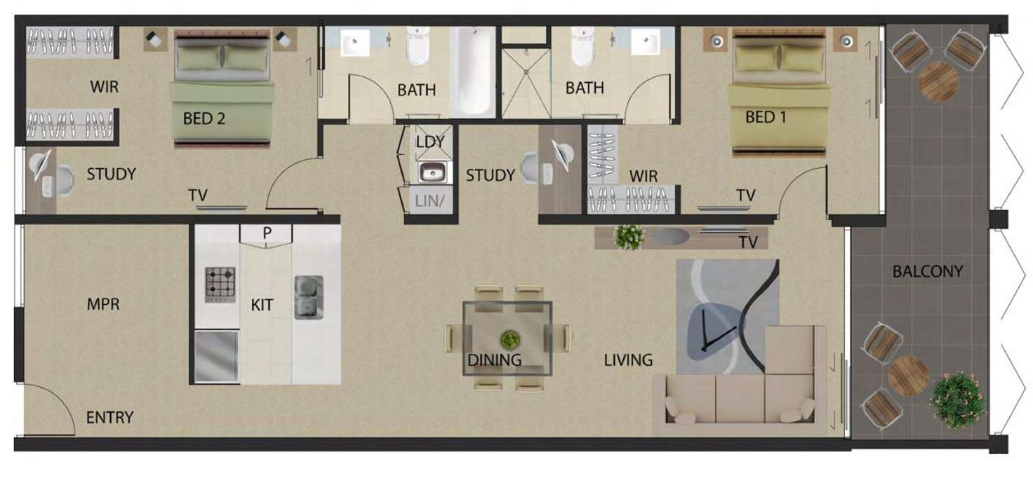 Floorplan of Homely apartment listing, 308/31 Longland Street, Newstead QLD 4006