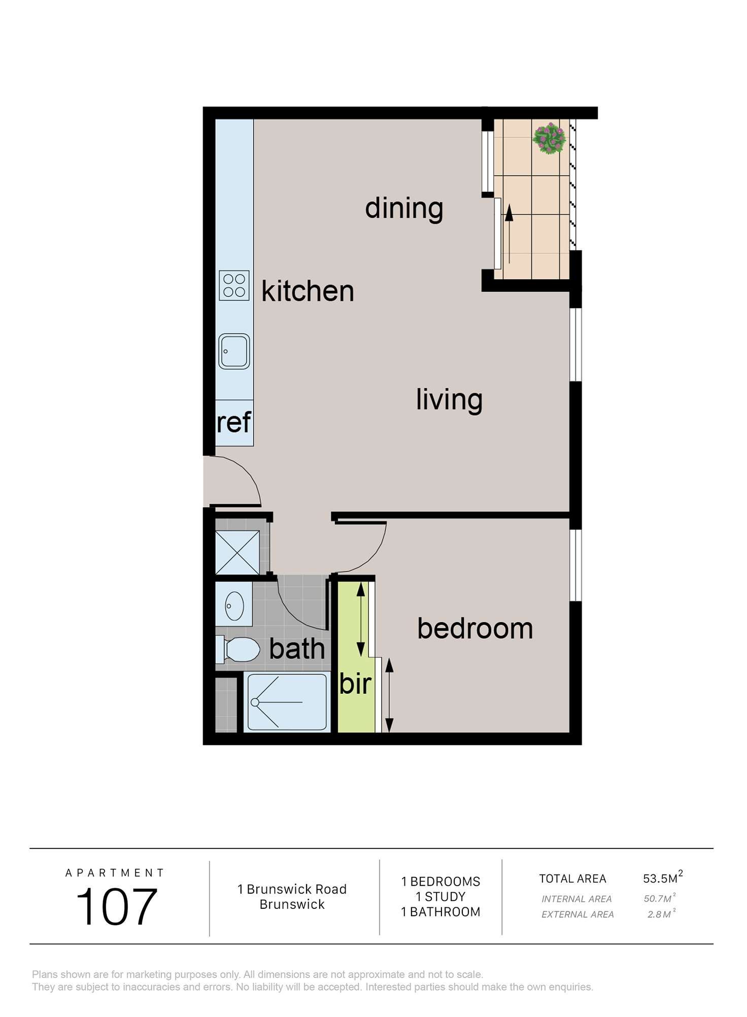 Floorplan of Homely apartment listing, 107/1 Brunswick Road, Brunswick East VIC 3057