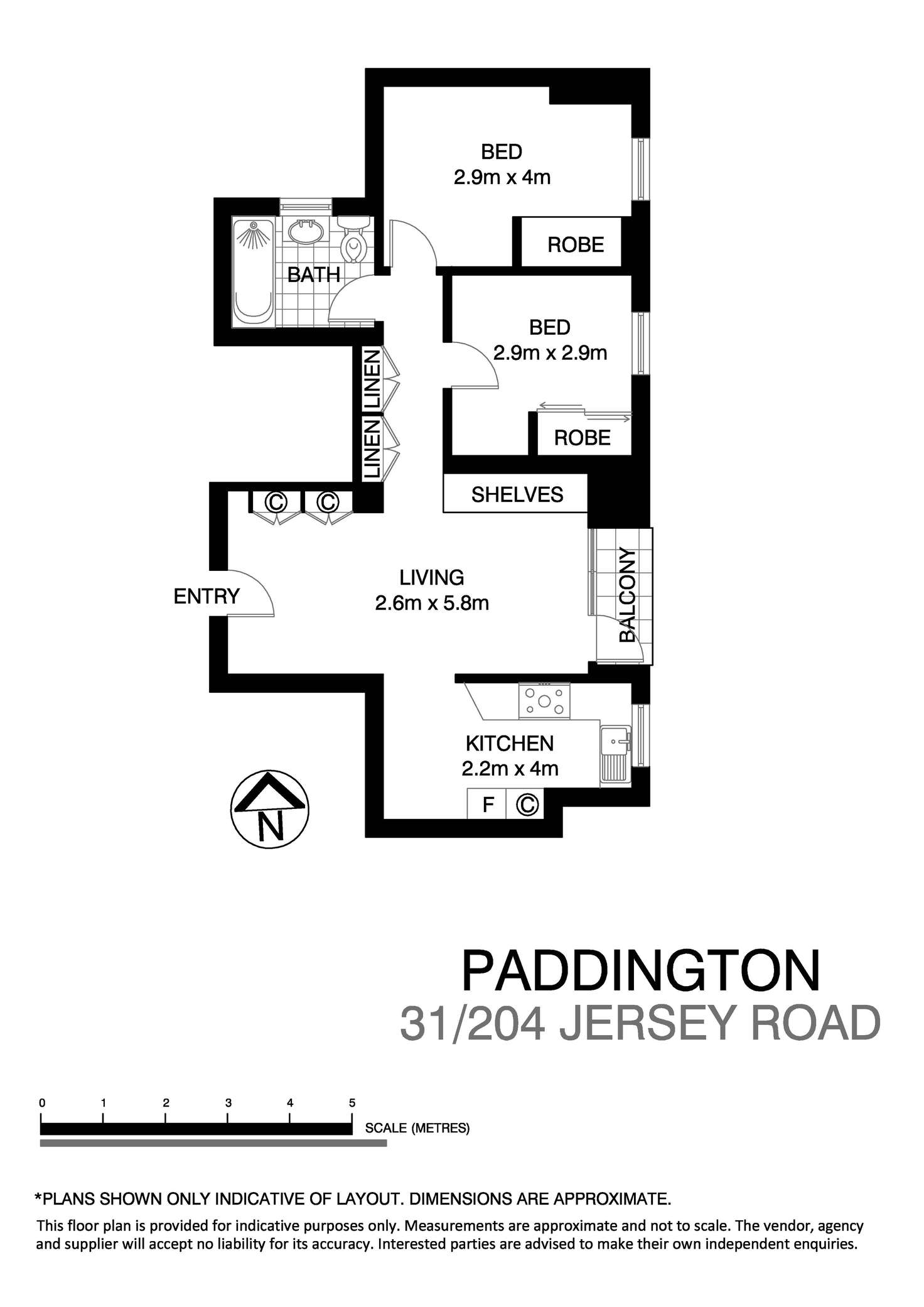 Floorplan of Homely apartment listing, 31/204 Jersey Road, Paddington NSW 2021